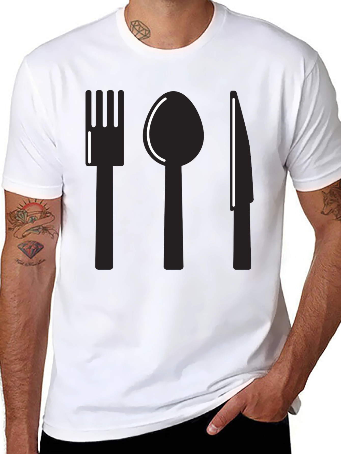 Cutlery Graphic Tee - Minimalist Chef T-Shirt
