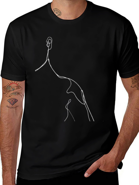 Abstract Line Art Graphic Tee - Minimalist Style