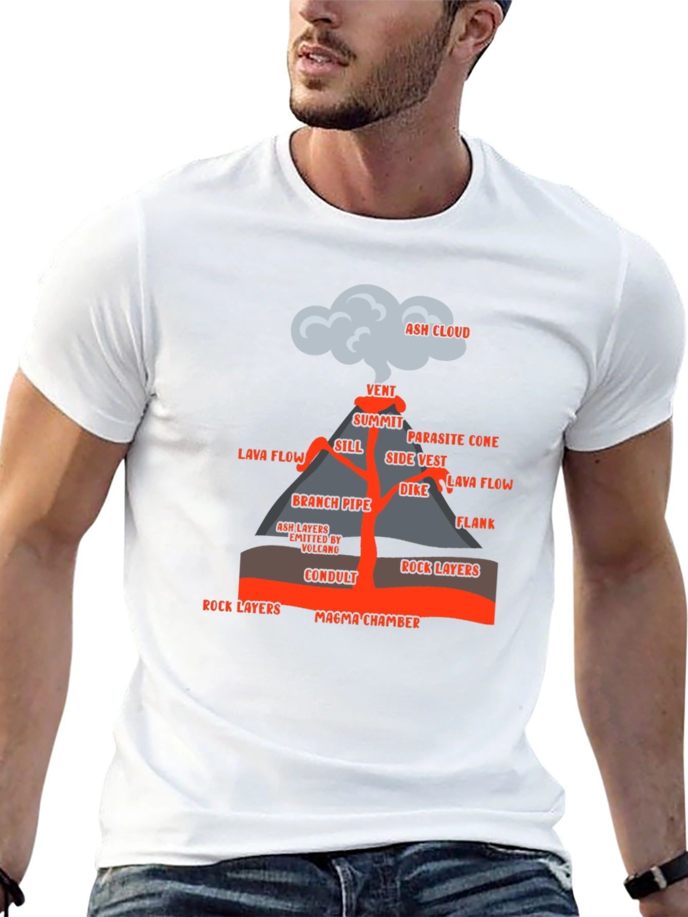 Volcano Anatomy Black T-Shirt - Educational Science Tee