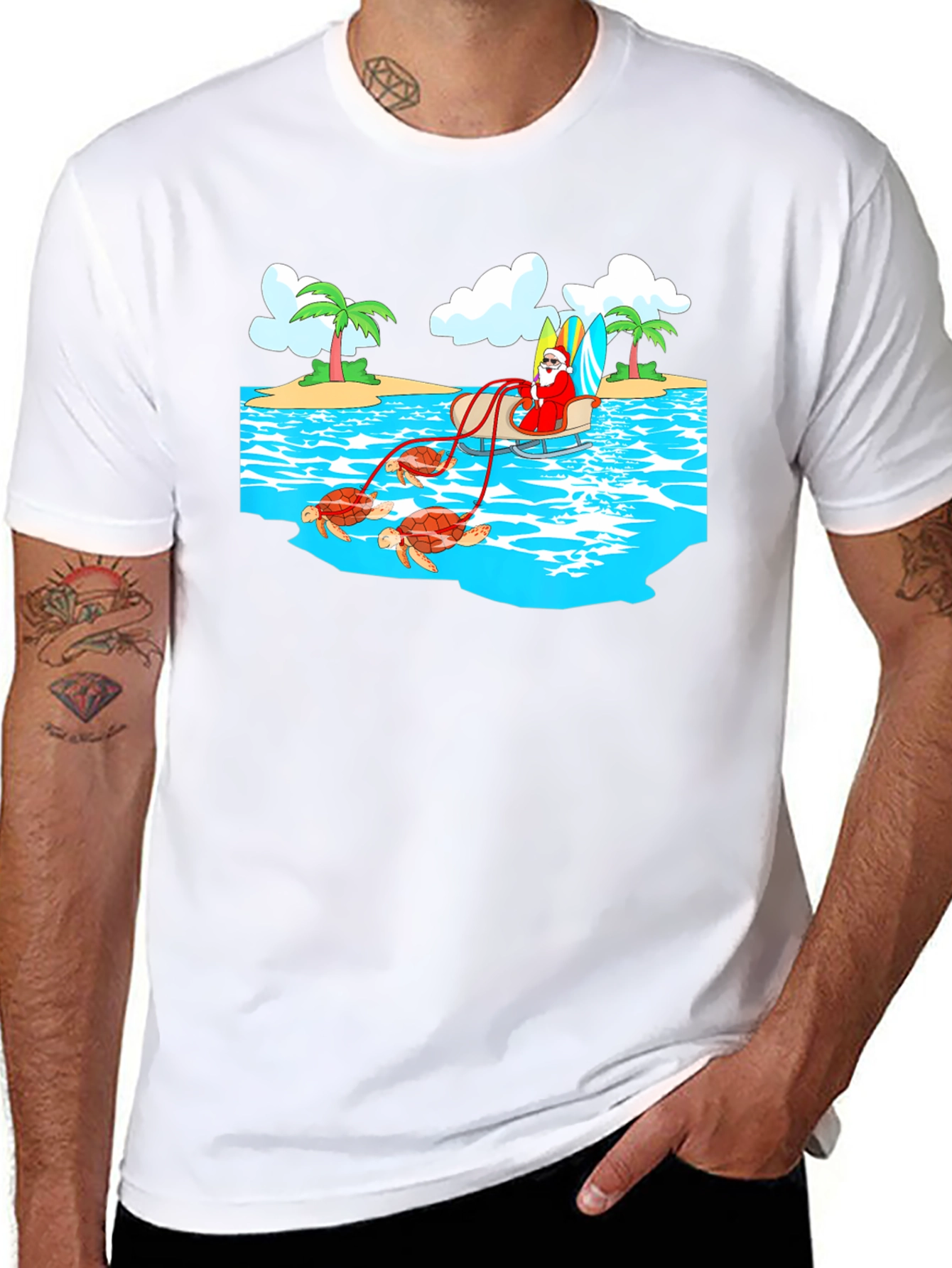 Tropical Santa Turtles T-Shirt