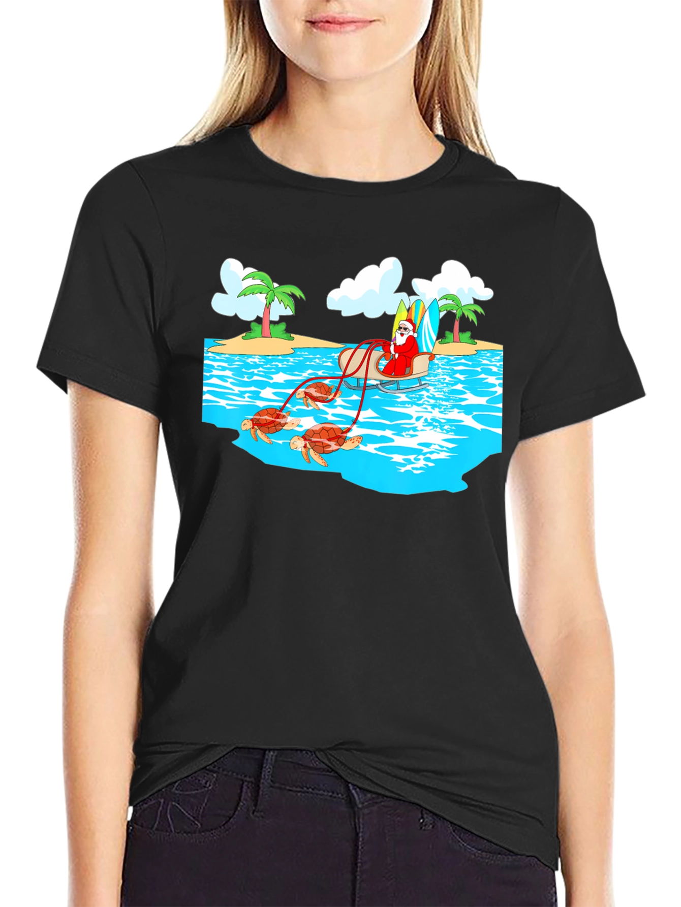 Tropical Santa Turtles T-Shirt