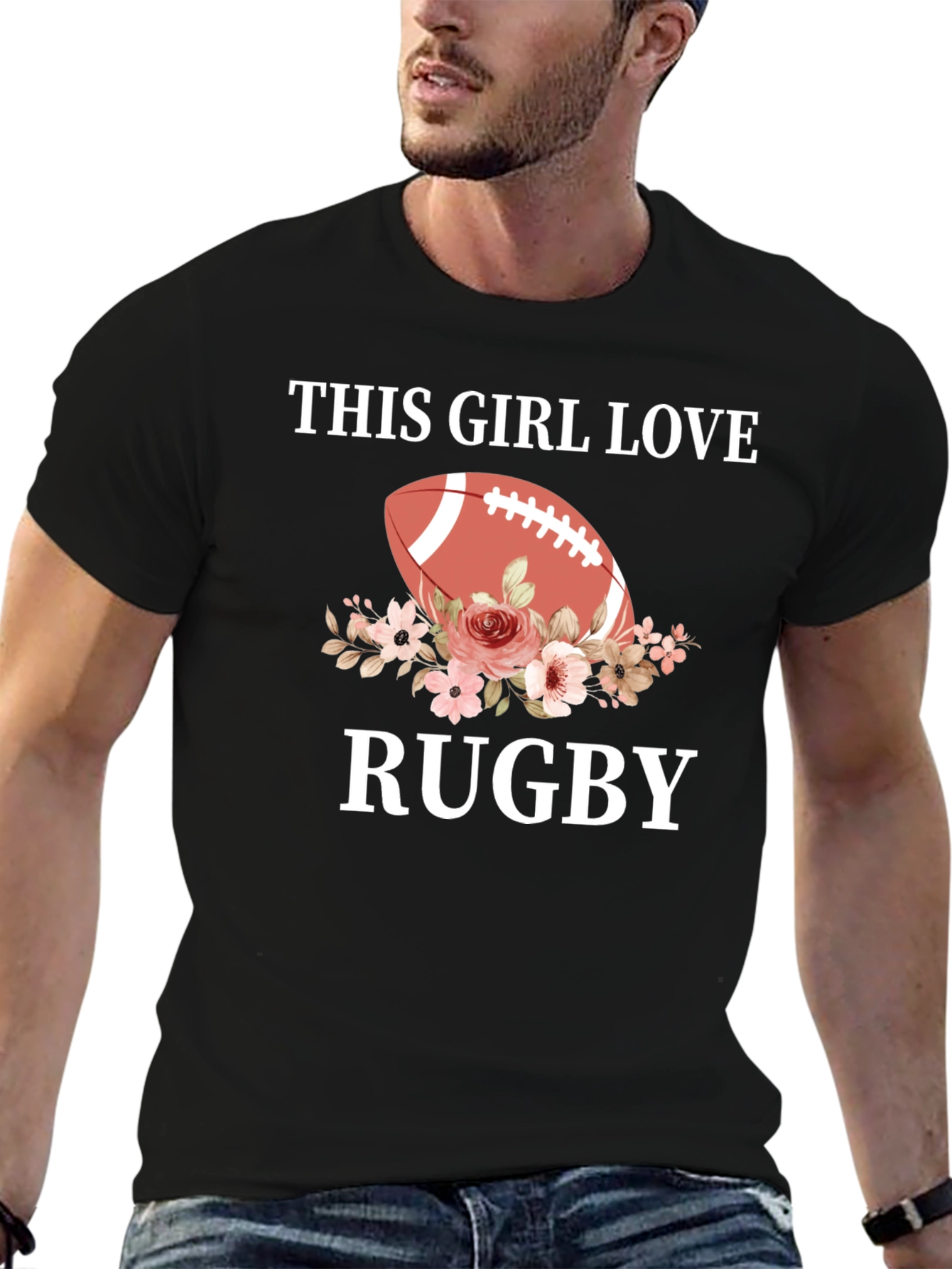 This Girl Loves Rugby Floral Graphic Tee