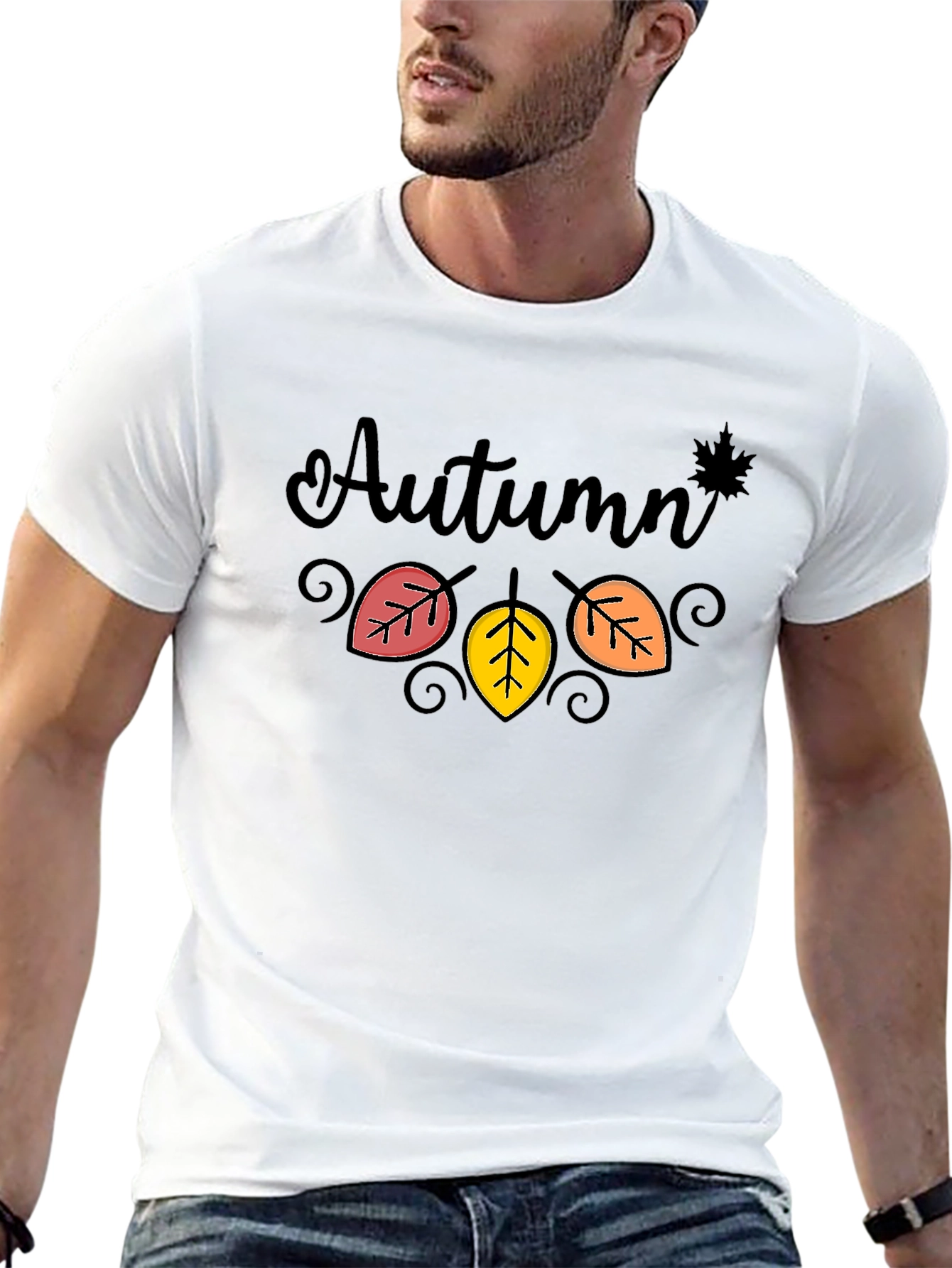 Autumn Leaves Graphic Tee - Stylish Fall Season Shirt