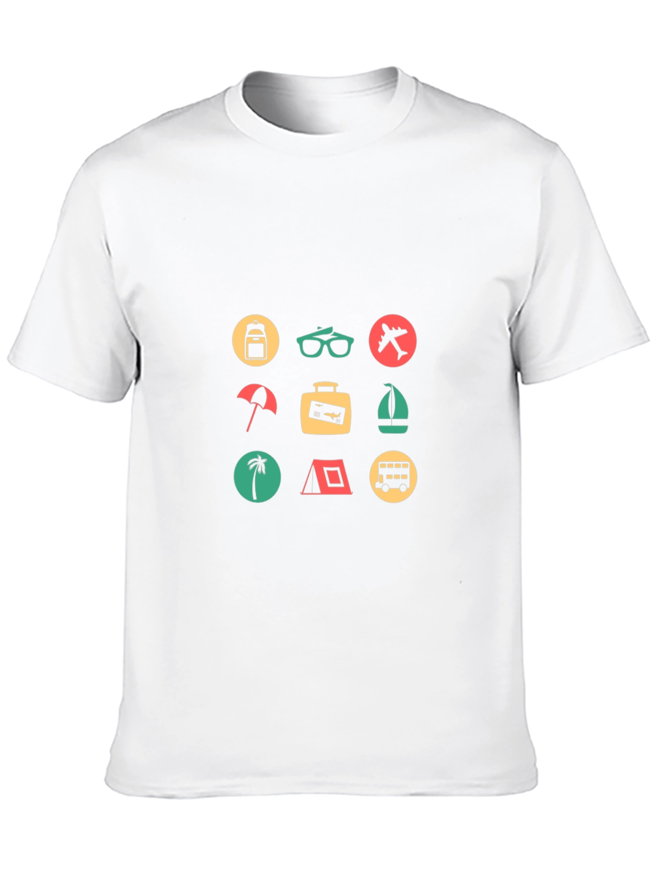 Travel Icon Graphic Print Crew Neck T-Shirt