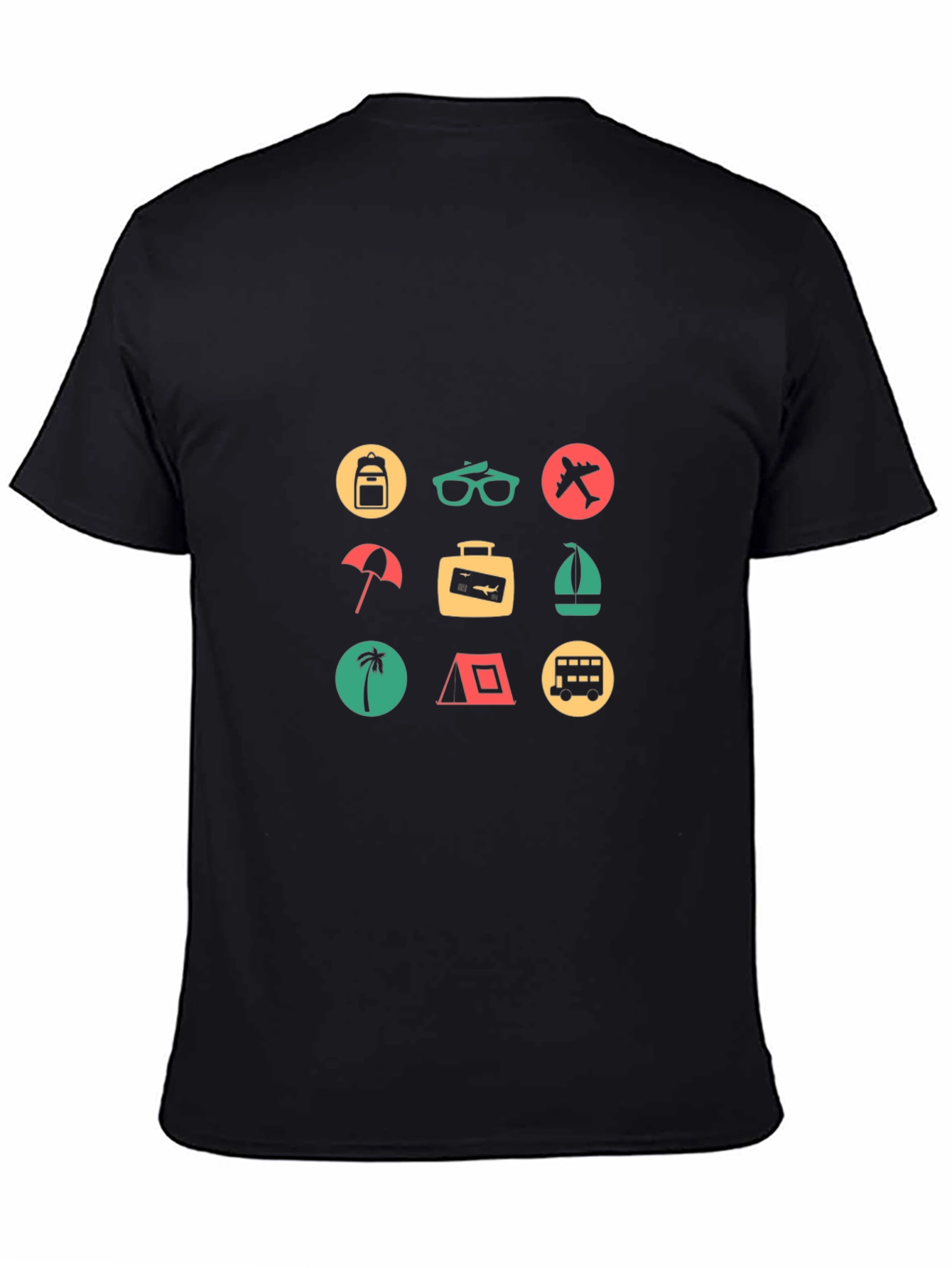 Travel Icon Graphic Print Crew Neck T-Shirt