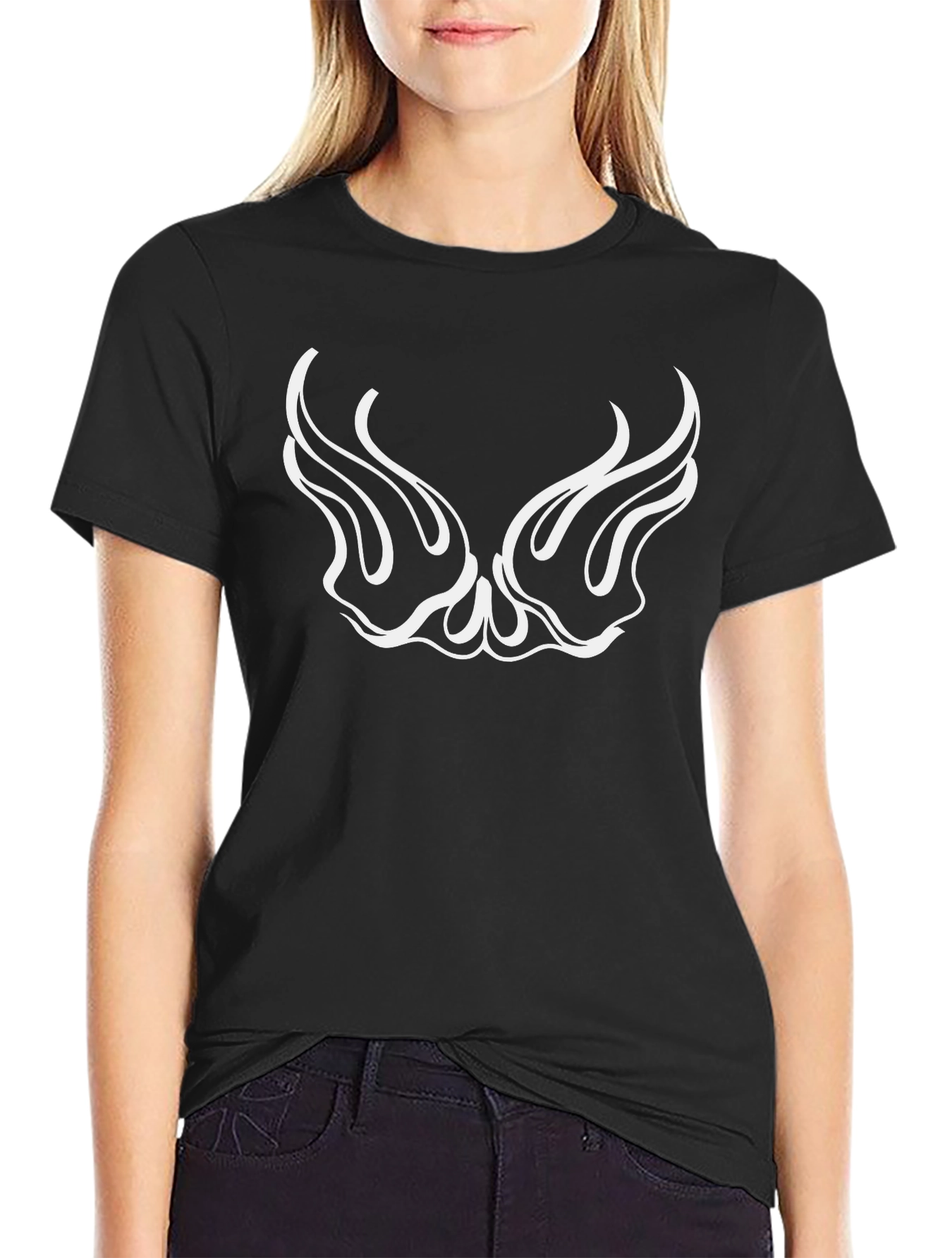Black Graphic Tee - Winged Design