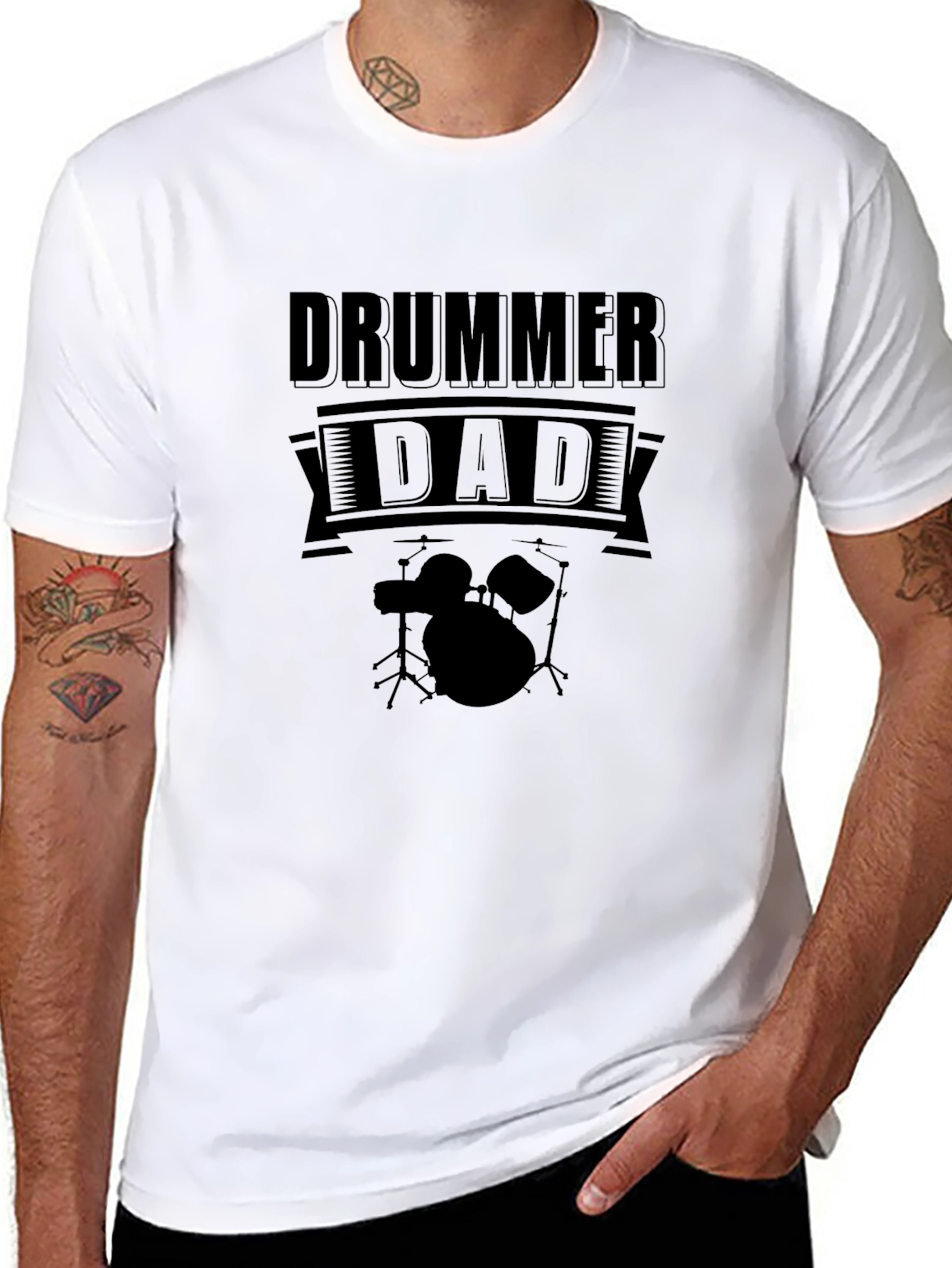 Drummer Dad Black T-Shirt
