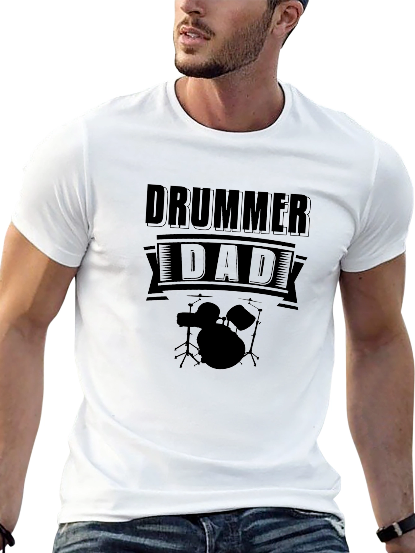 Drummer Dad Black T-Shirt