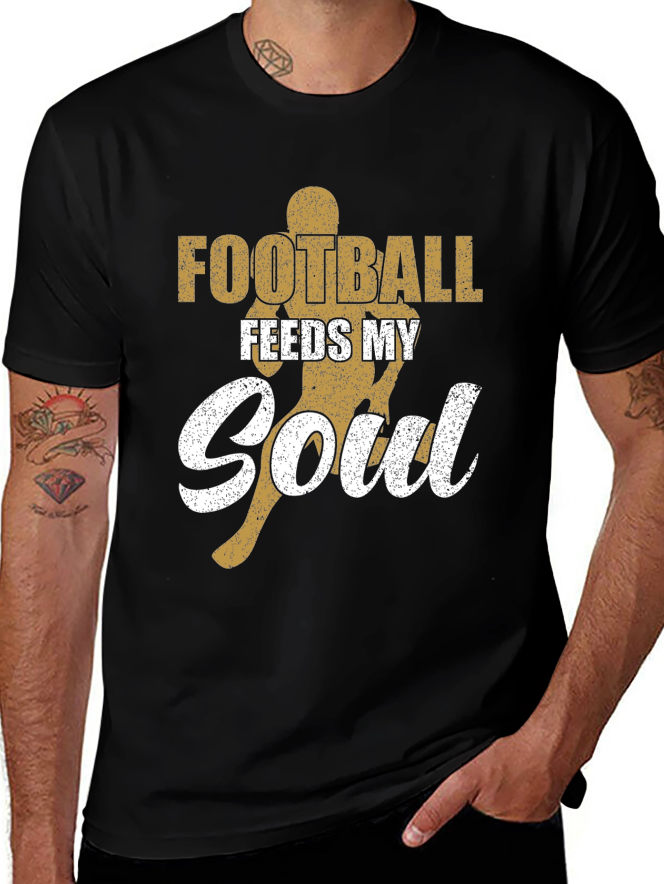 Football Feeds My Soul Graphic Tee - Black