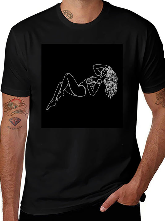 Black T-Shirt with Figure Print