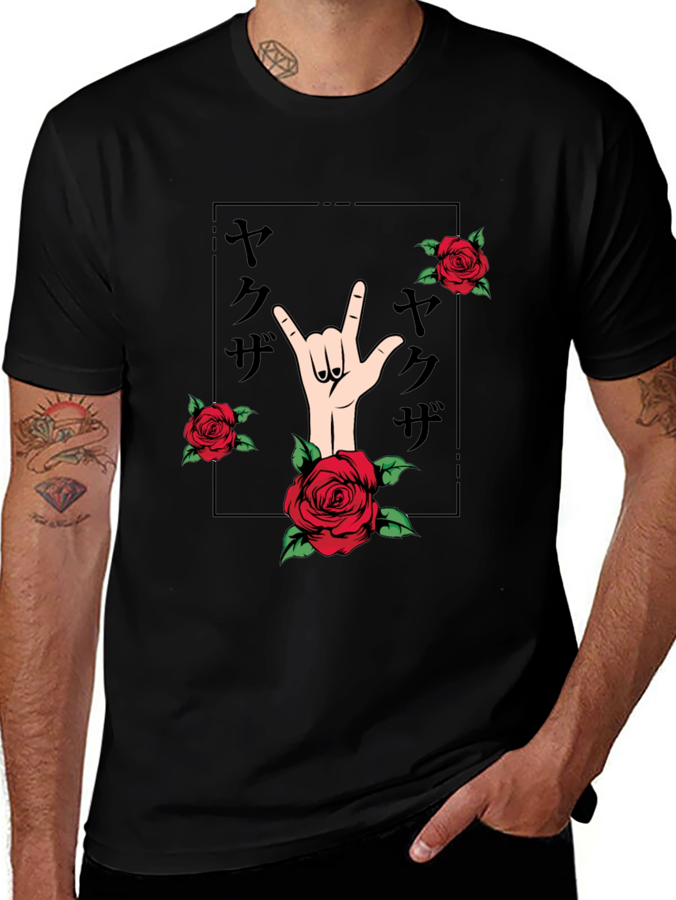Rock On Roses Black Graphic Tee