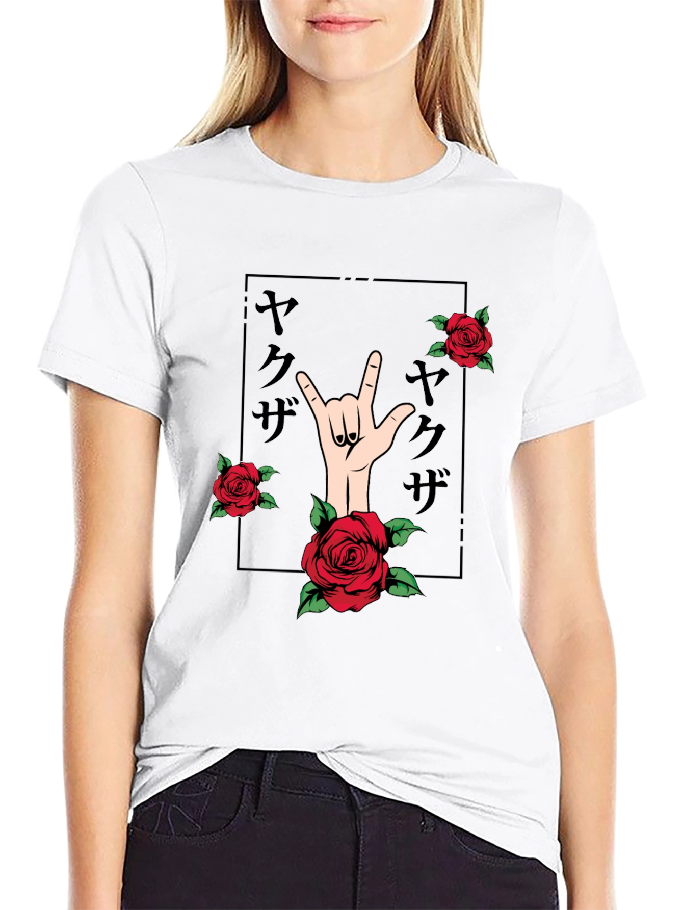 Rock On Roses Black Graphic Tee