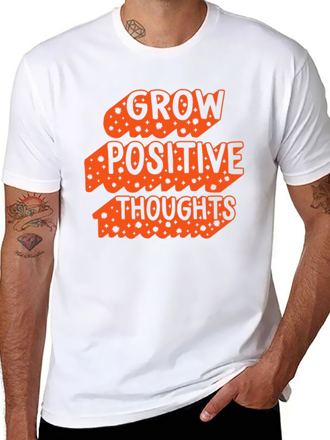 Grow Positive Thoughts Black Graphic T-Shirt