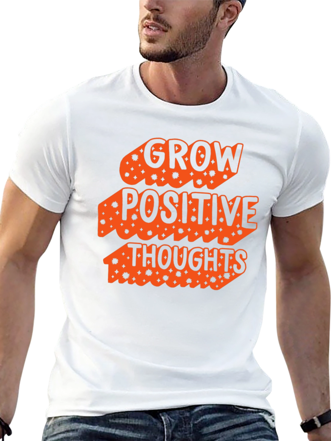 Grow Positive Thoughts Black Graphic T-Shirt