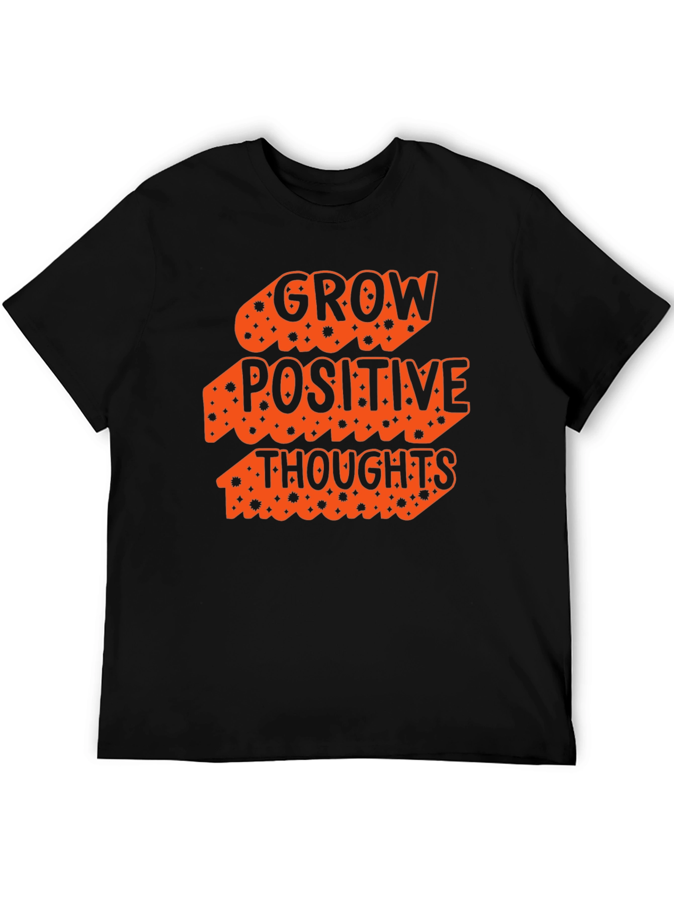 Grow Positive Thoughts Black Graphic T-Shirt