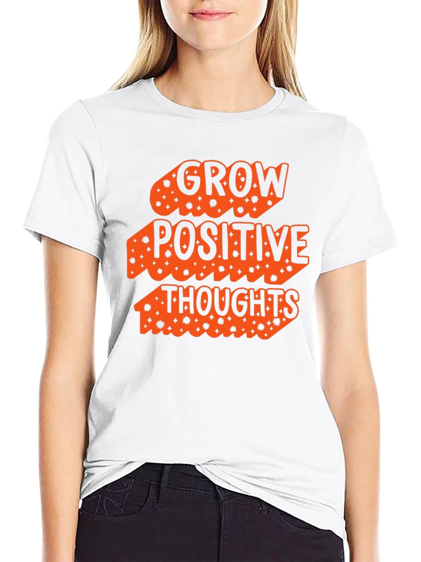 Grow Positive Thoughts Black Graphic T-Shirt