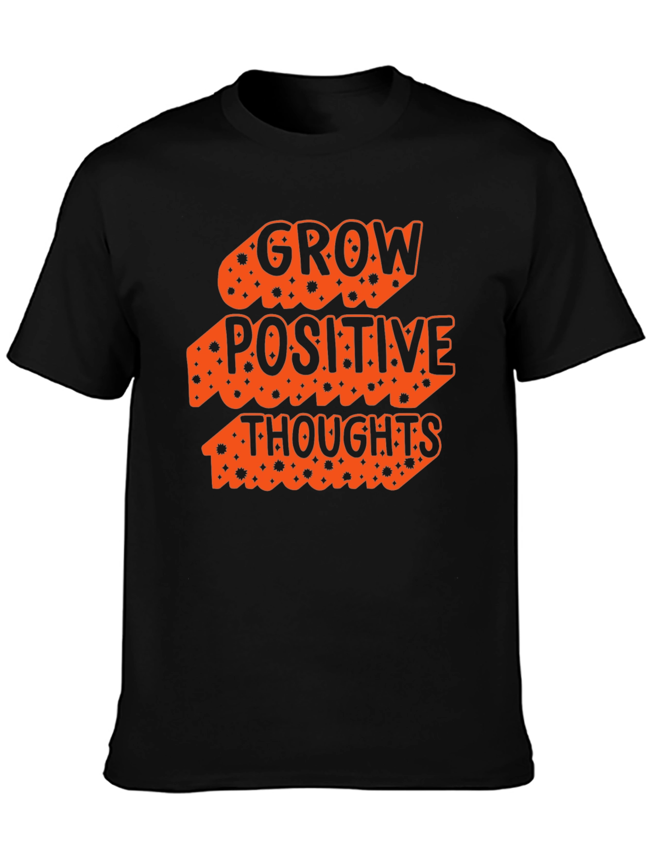 Grow Positive Thoughts Black Graphic T-Shirt
