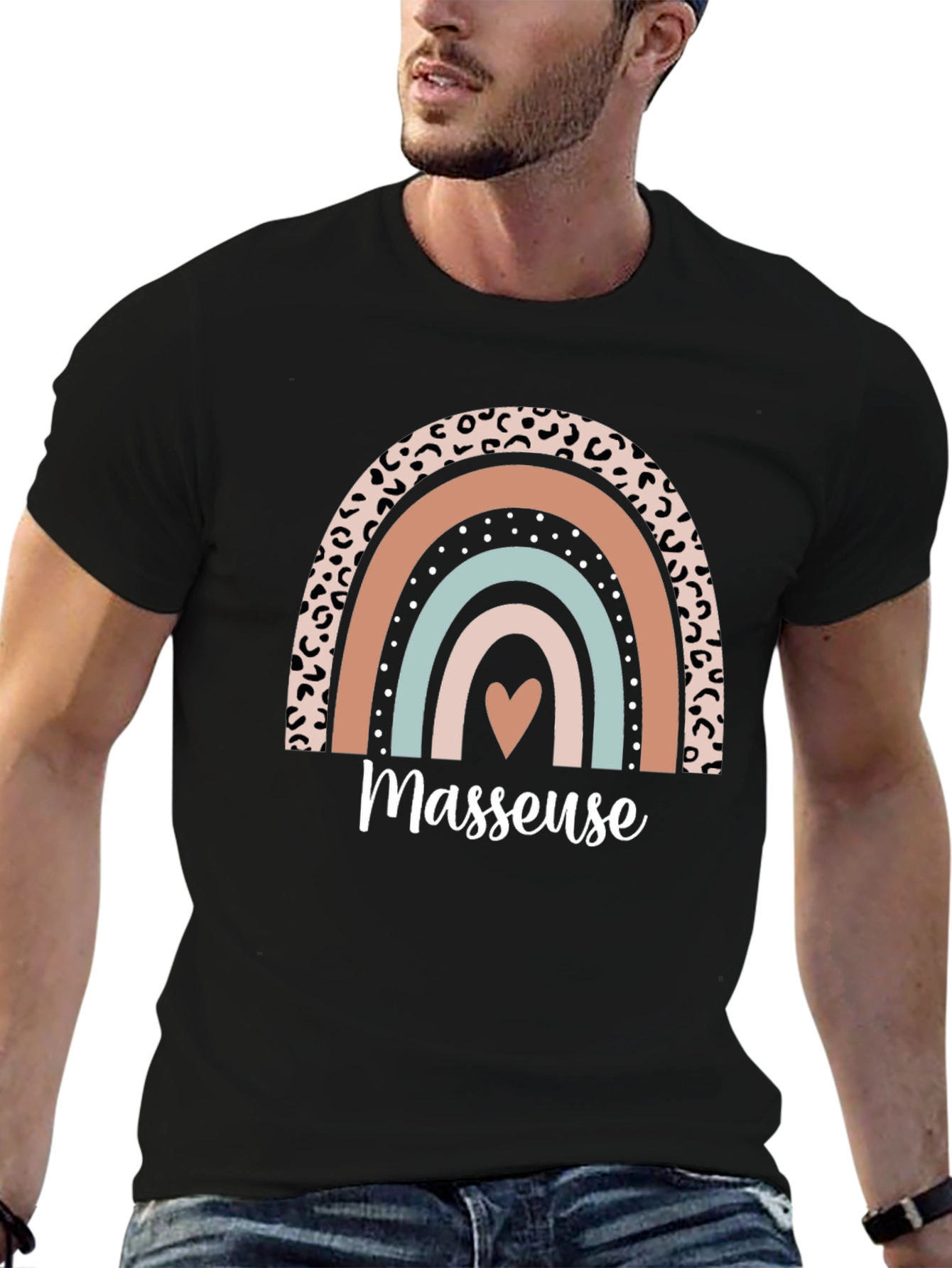 Masseuse Rainbow Graphic T-Shirt Relaxing Gift
