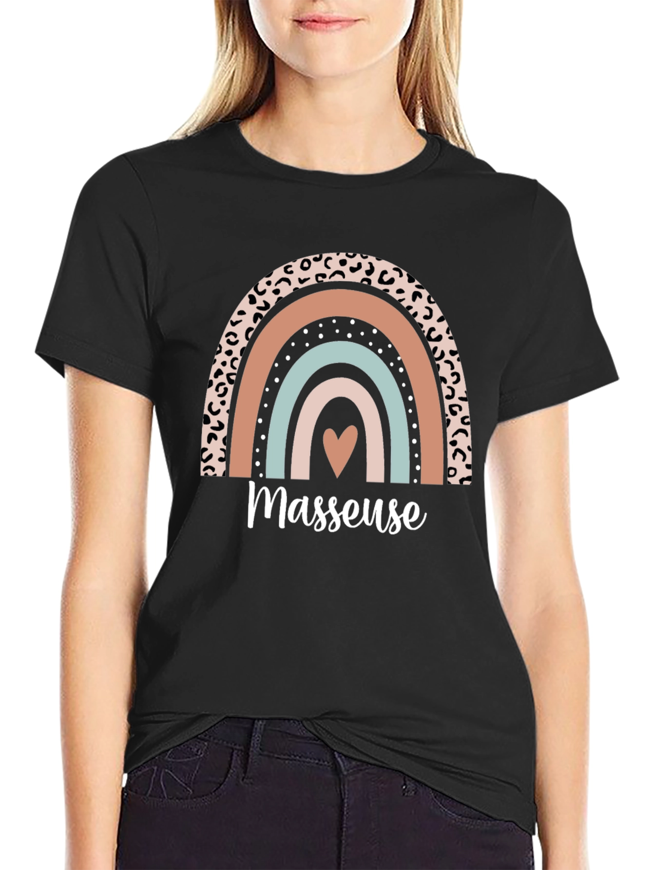 Masseuse Rainbow Graphic T-Shirt Relaxing Gift