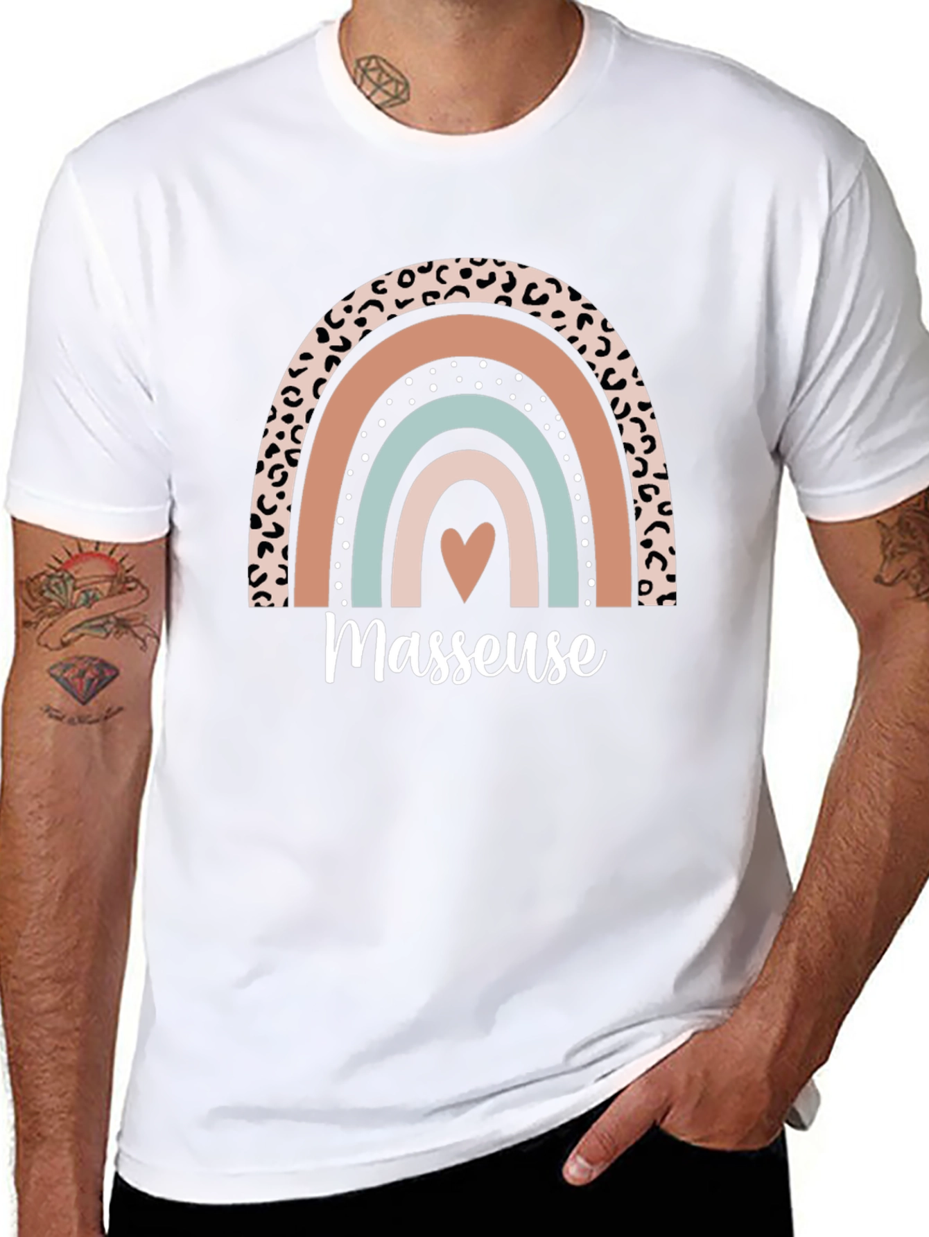 Masseuse Rainbow Graphic T-Shirt Relaxing Gift