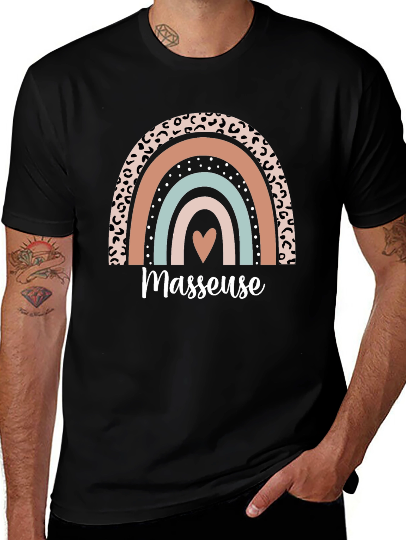 Masseuse Rainbow Graphic T-Shirt Relaxing Gift