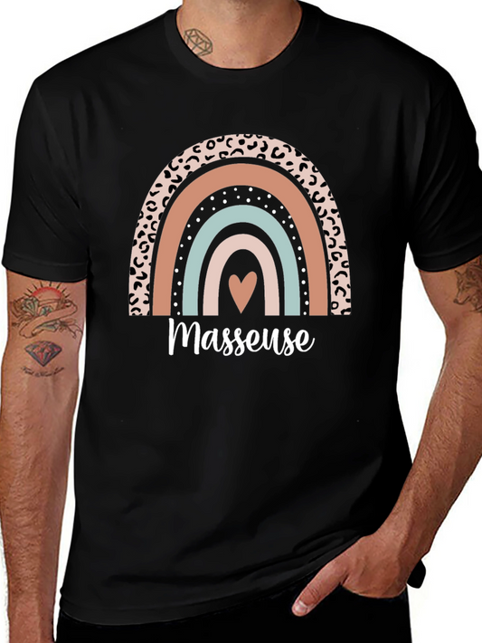 Masseuse Rainbow Graphic T-Shirt Relaxing Gift