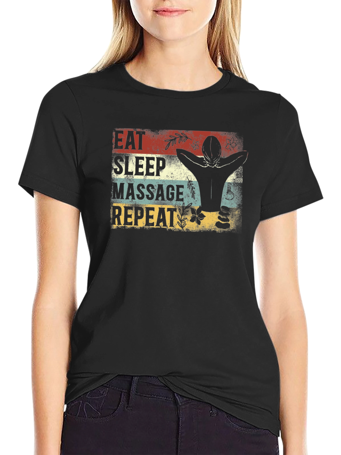 Eat Sleep Massage Repeat Graphic T-Shirt