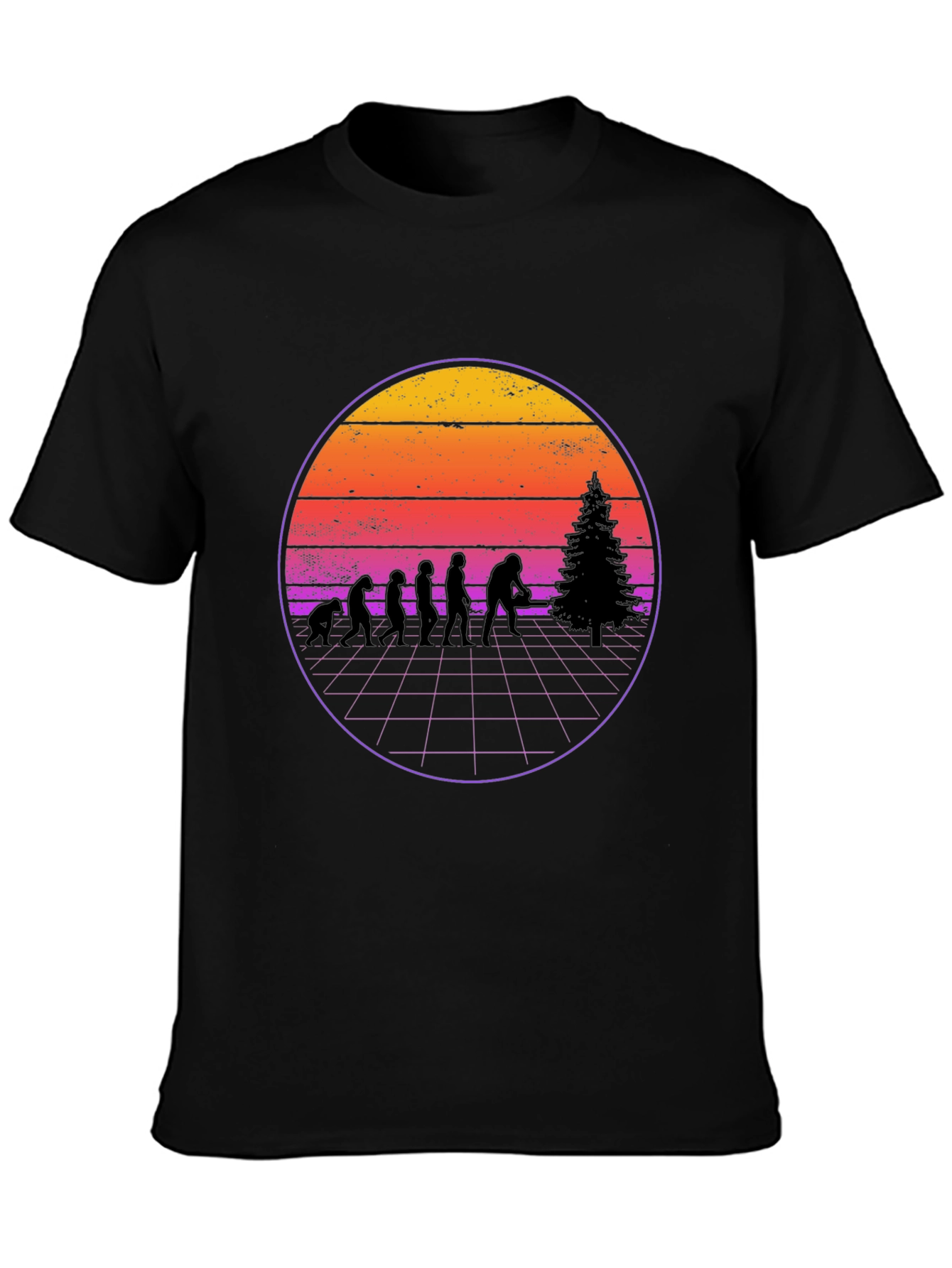 Retro Bigfoot Christmas Tree Evolution T-Shirt