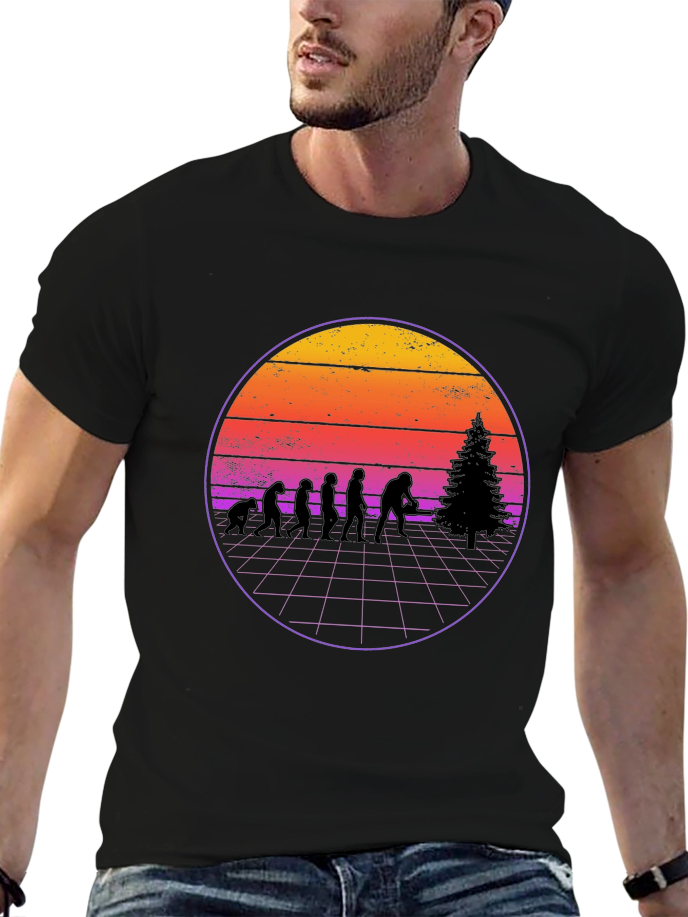 Retro Bigfoot Christmas Tree Evolution T-Shirt