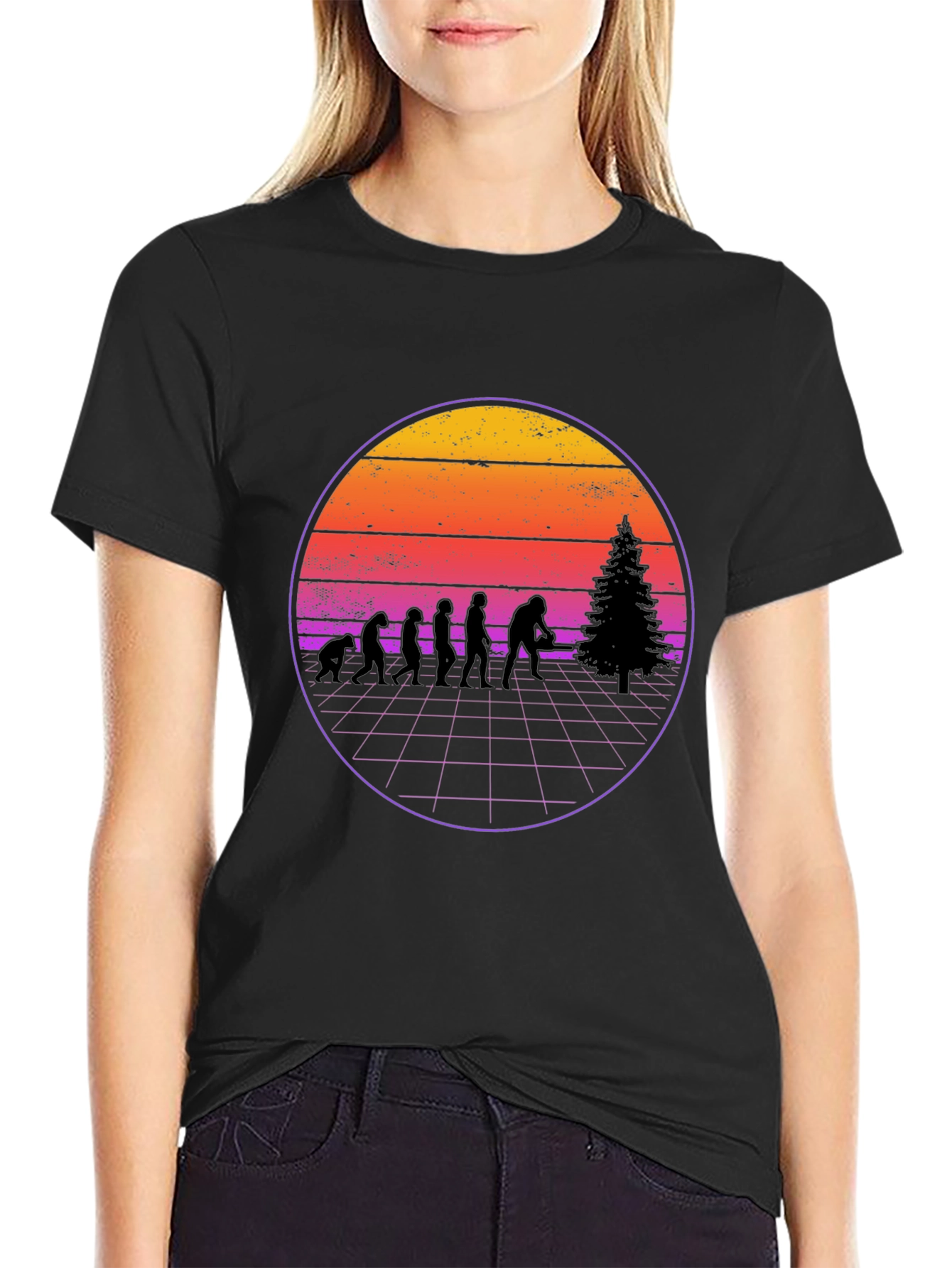 Retro Bigfoot Christmas Tree Evolution T-Shirt