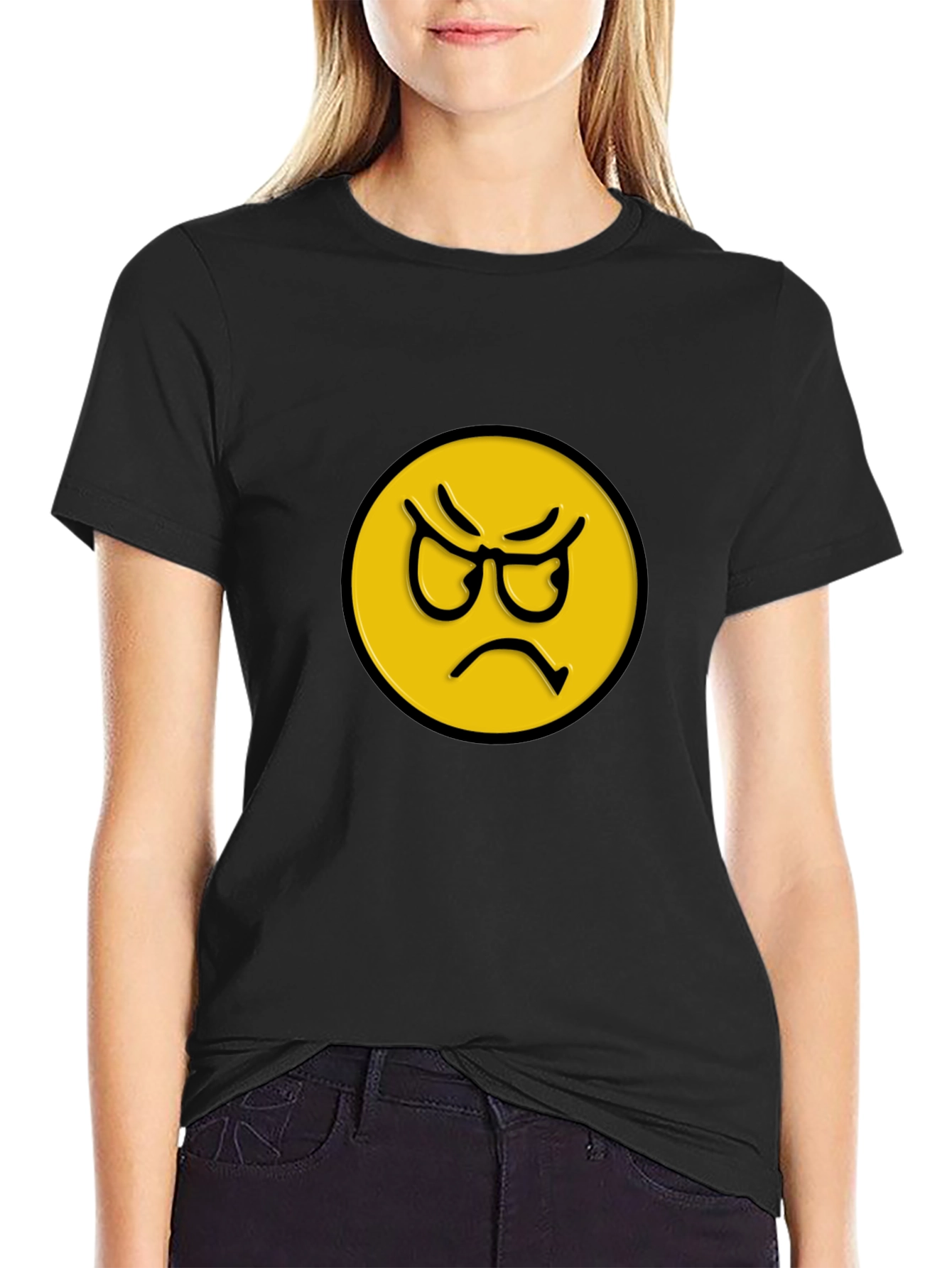 Angry Emoji Graphic Tee - Unisex Black T-Shirt
