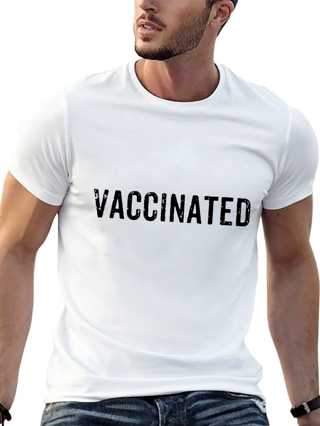 Vaccinated Graphic Tee - Black Cotton Blend