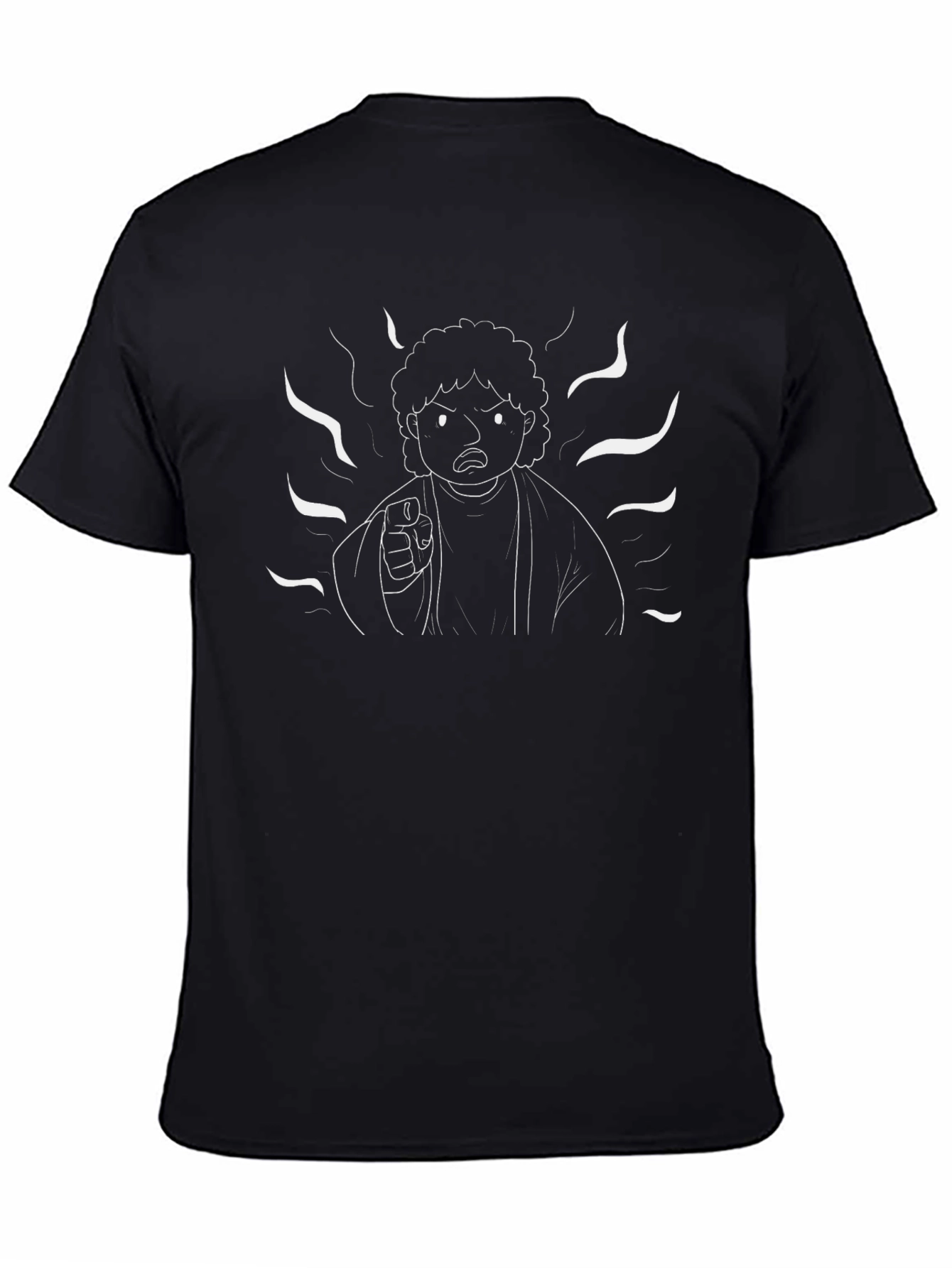 Angry Cartoon Character Graphic Tee - Black