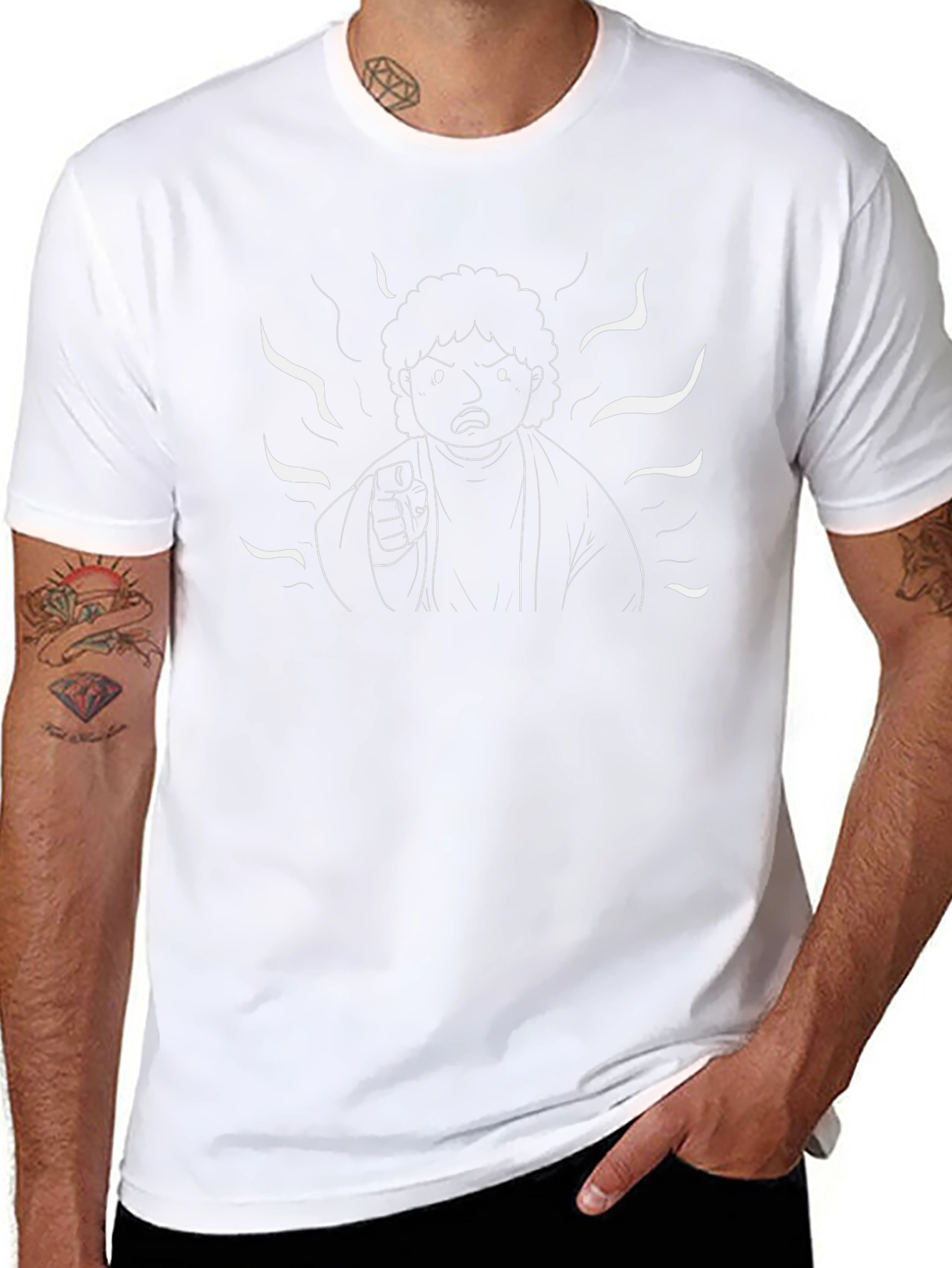 Angry Cartoon Character Graphic Tee - Black