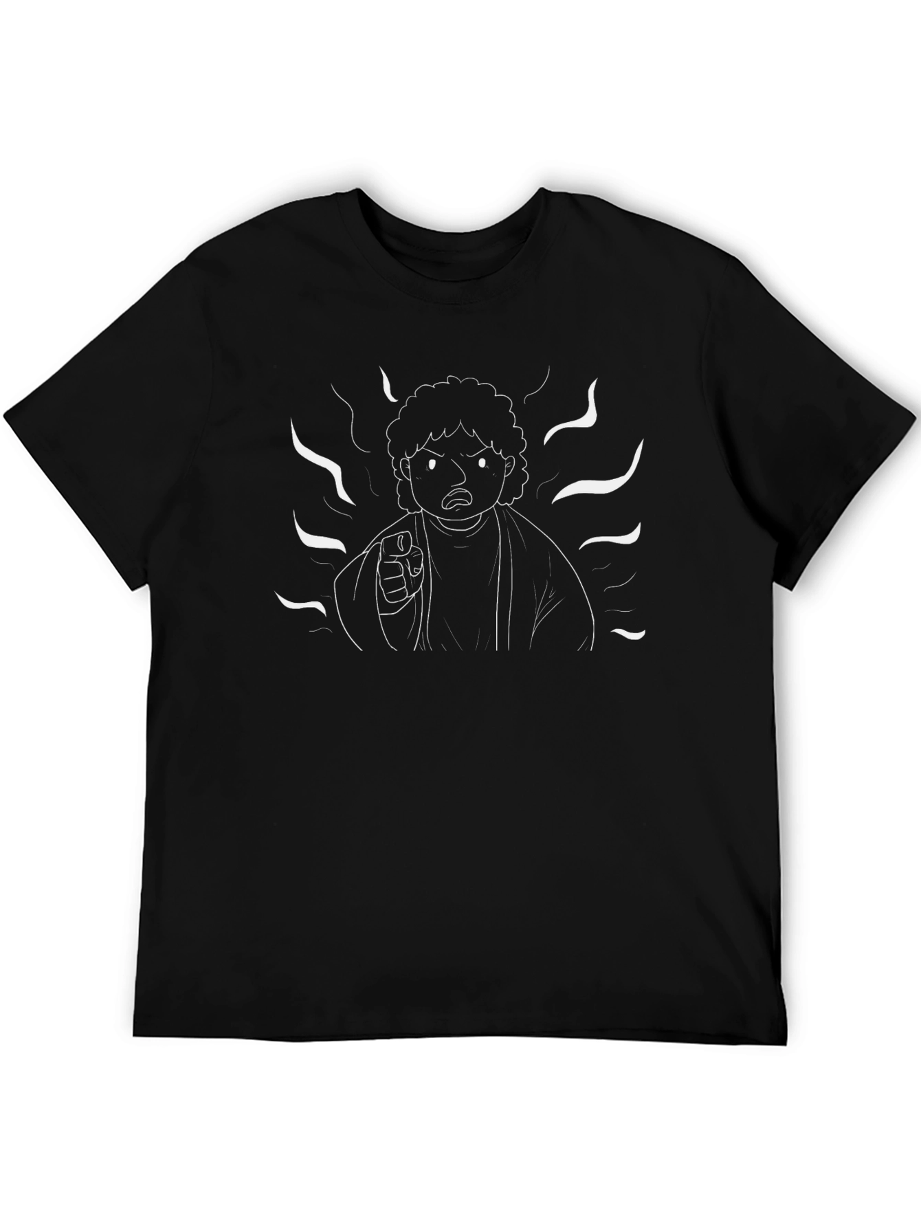 Angry Cartoon Character Graphic Tee - Black