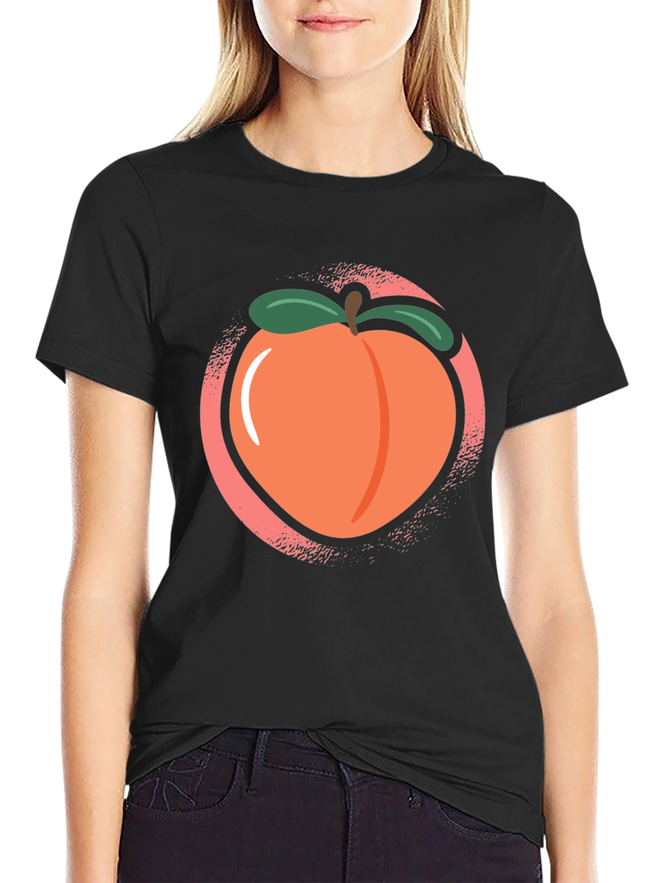 Peach Graphic Black Tee