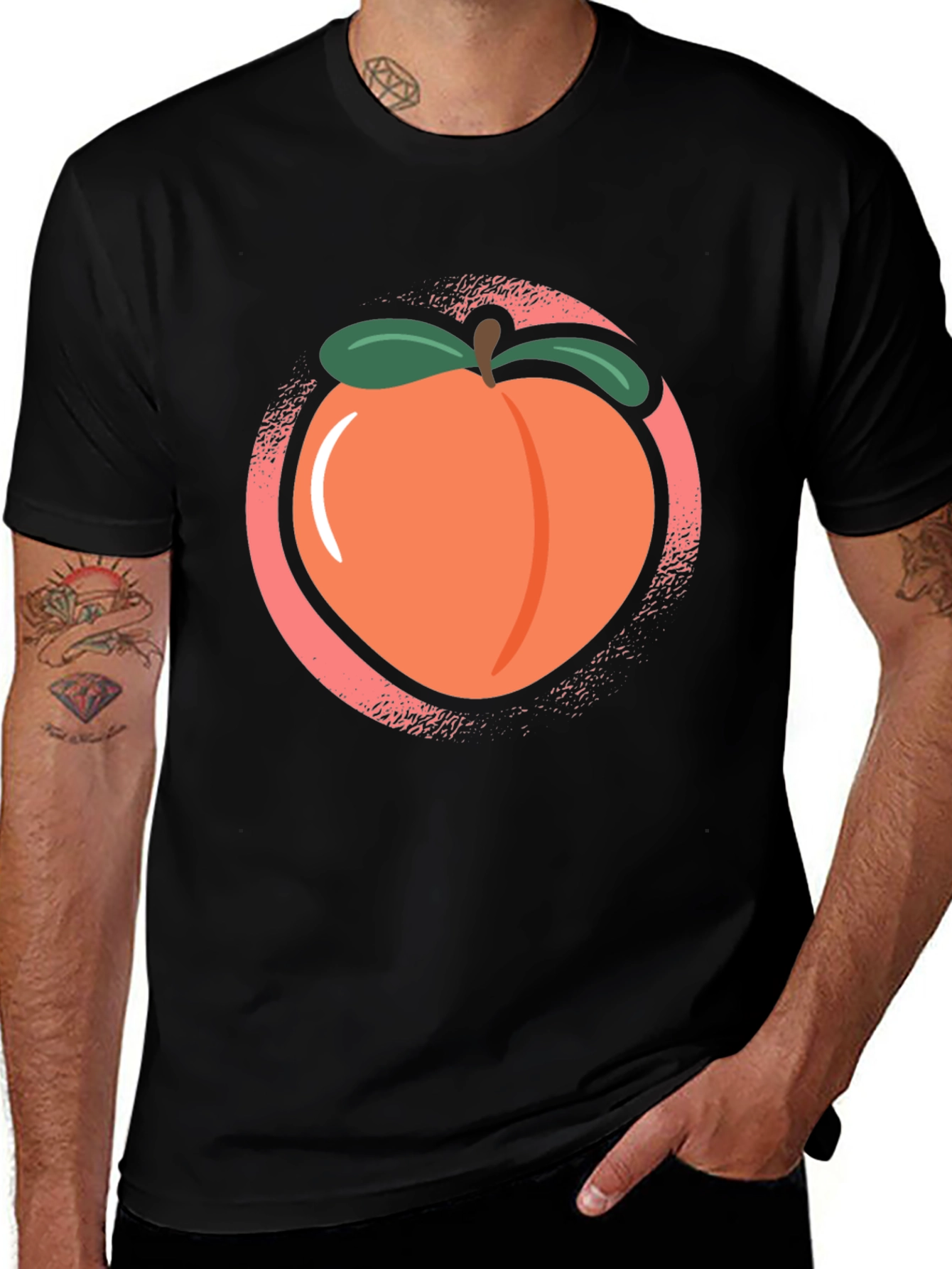 Peach Graphic Black Tee