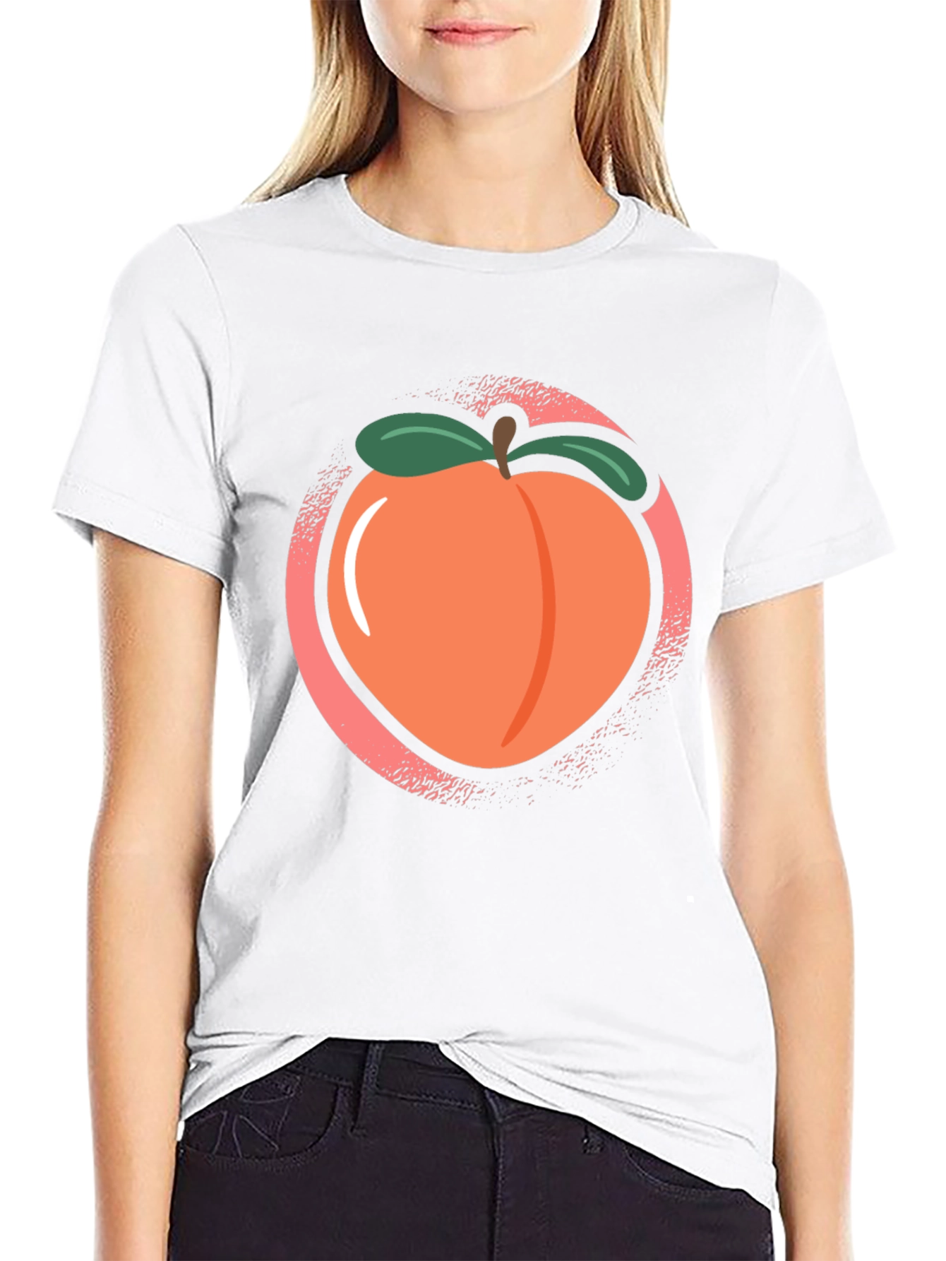 Peach Graphic Black Tee