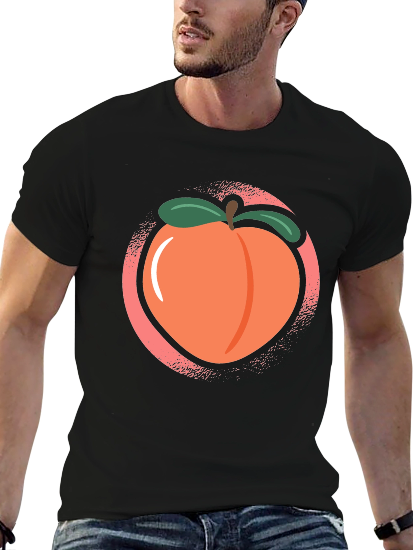 Peach Graphic Black Tee