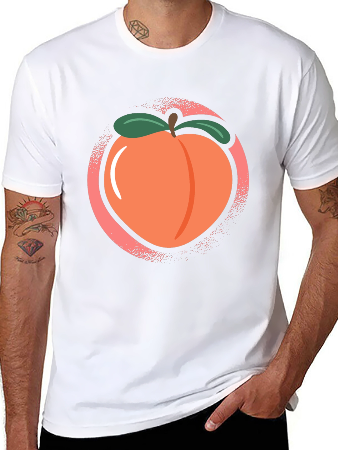 Peach Graphic Black Tee