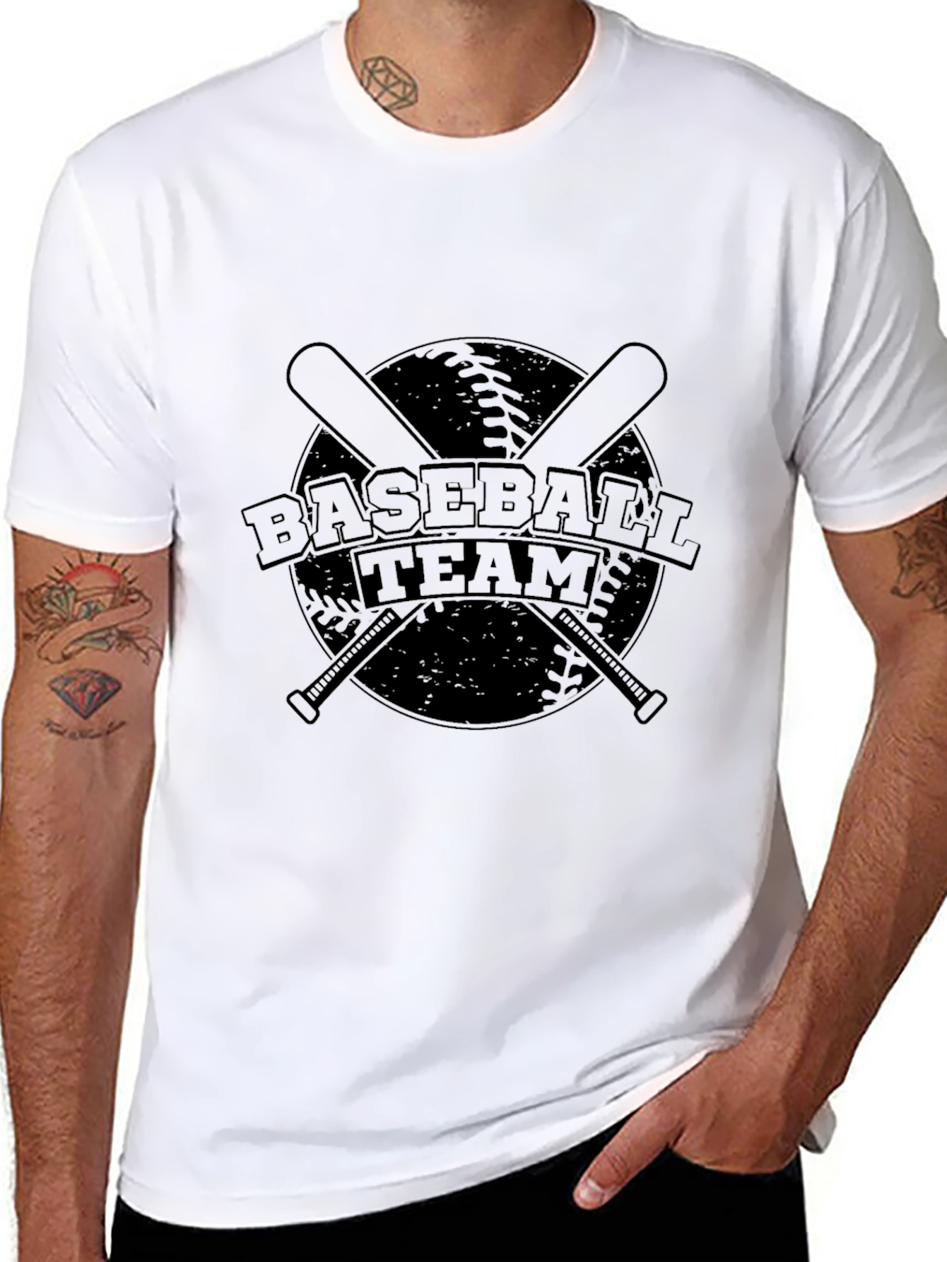Baseball Team Graphic T-Shirt - Black Cotton Tee