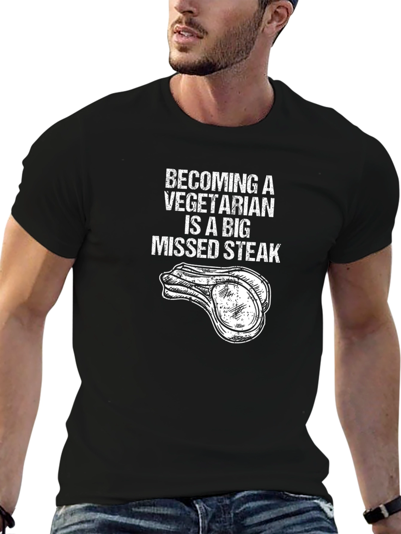 Missed Steak Graphic Tee - Funny Meat Lover Shirt