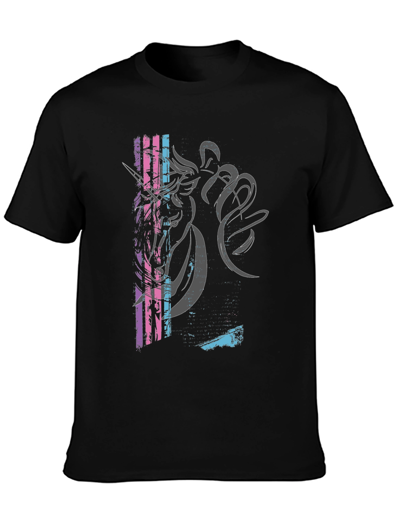 Unicorn Graphic Print Black T-Shirt