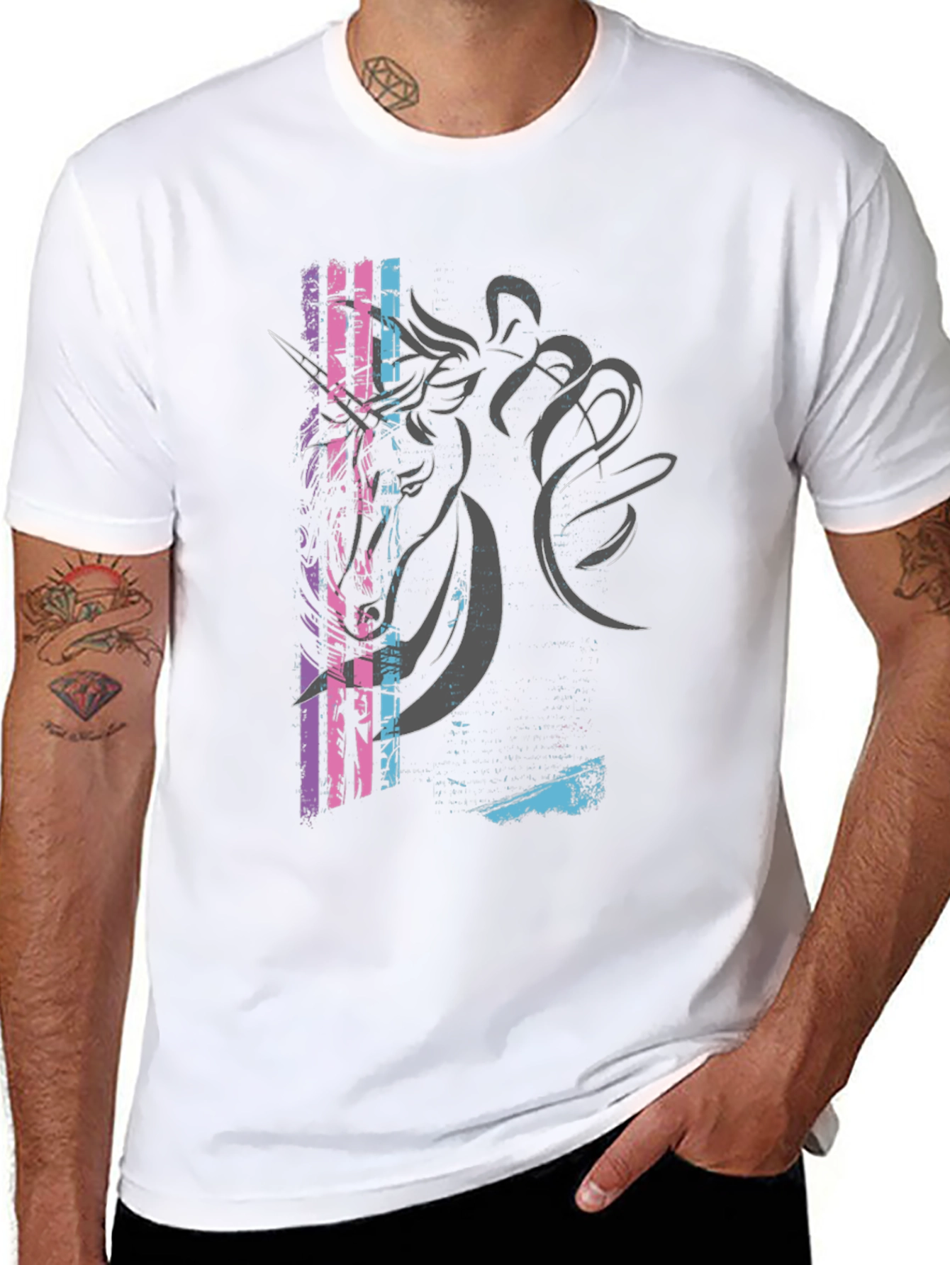 Unicorn Graphic Print Black T-Shirt