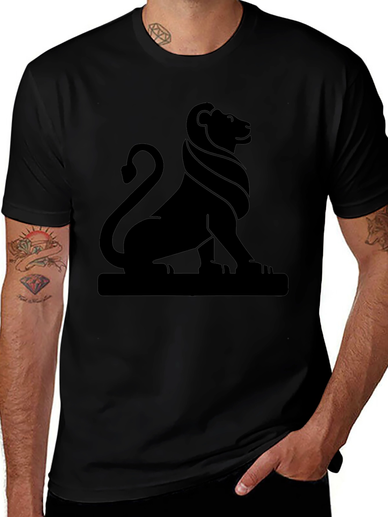 Lion Emblem Graphic Tee - Classic Black Shirt