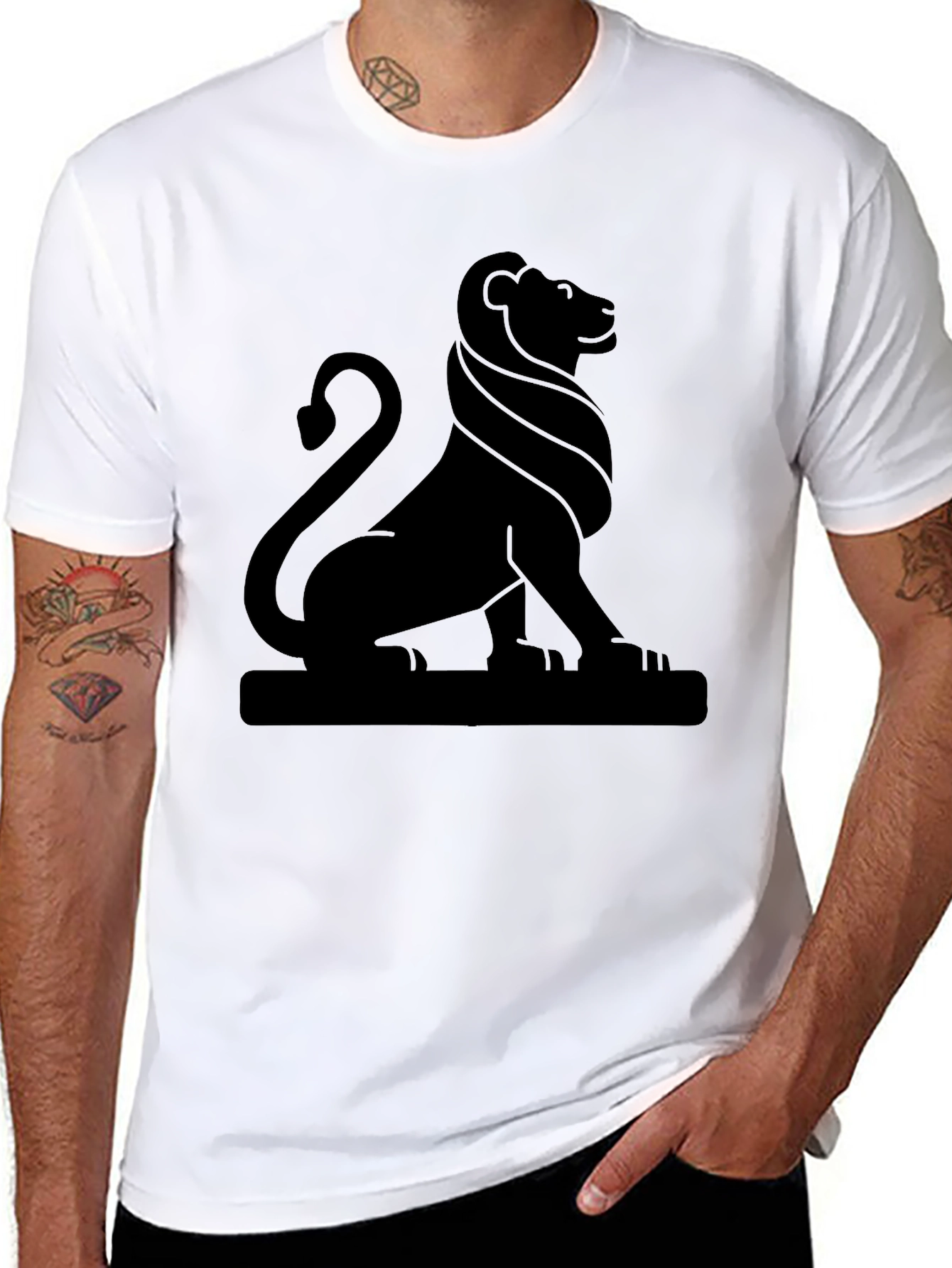 Lion Emblem Graphic Tee - Classic Black Shirt