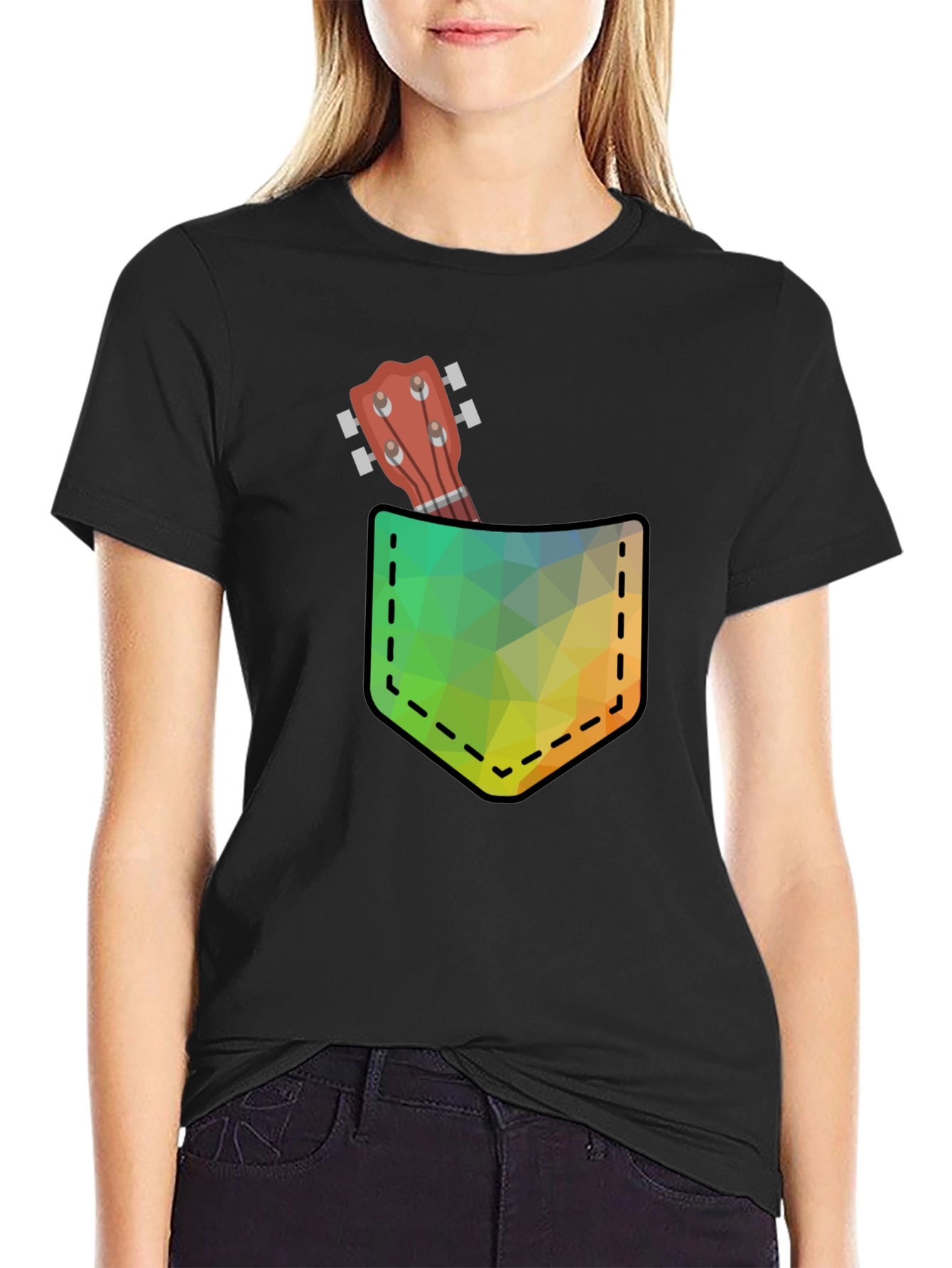 Ukulele Pocket Graphic T-Shirt - Cool Design