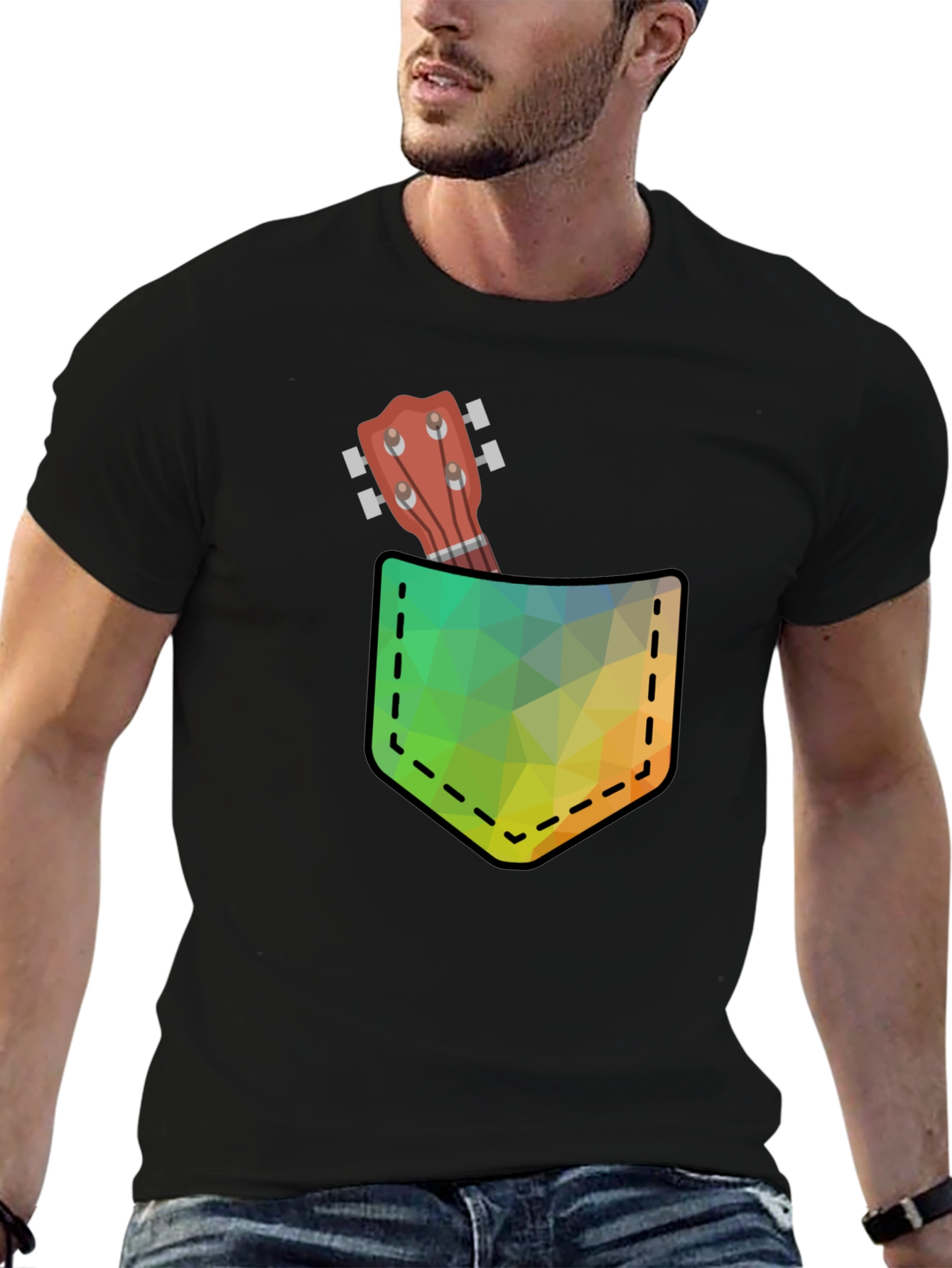 Ukulele Pocket Graphic T-Shirt - Cool Design