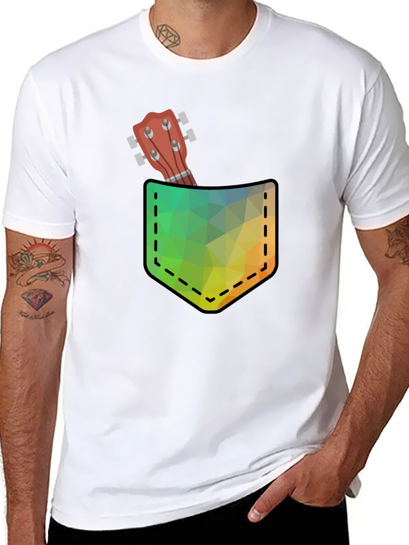 Ukulele Pocket Graphic T-Shirt - Cool Design