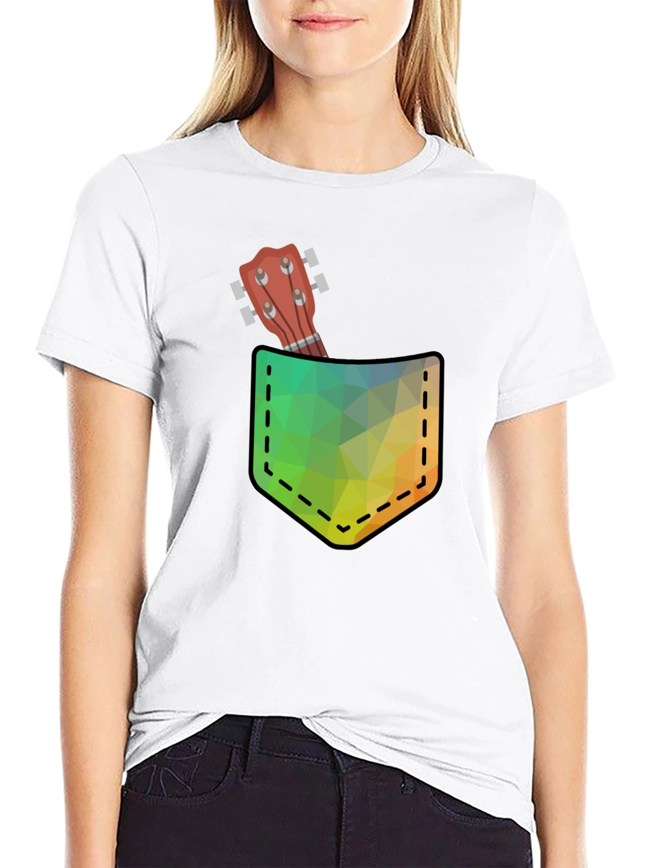 Ukulele Pocket Graphic T-Shirt - Cool Design